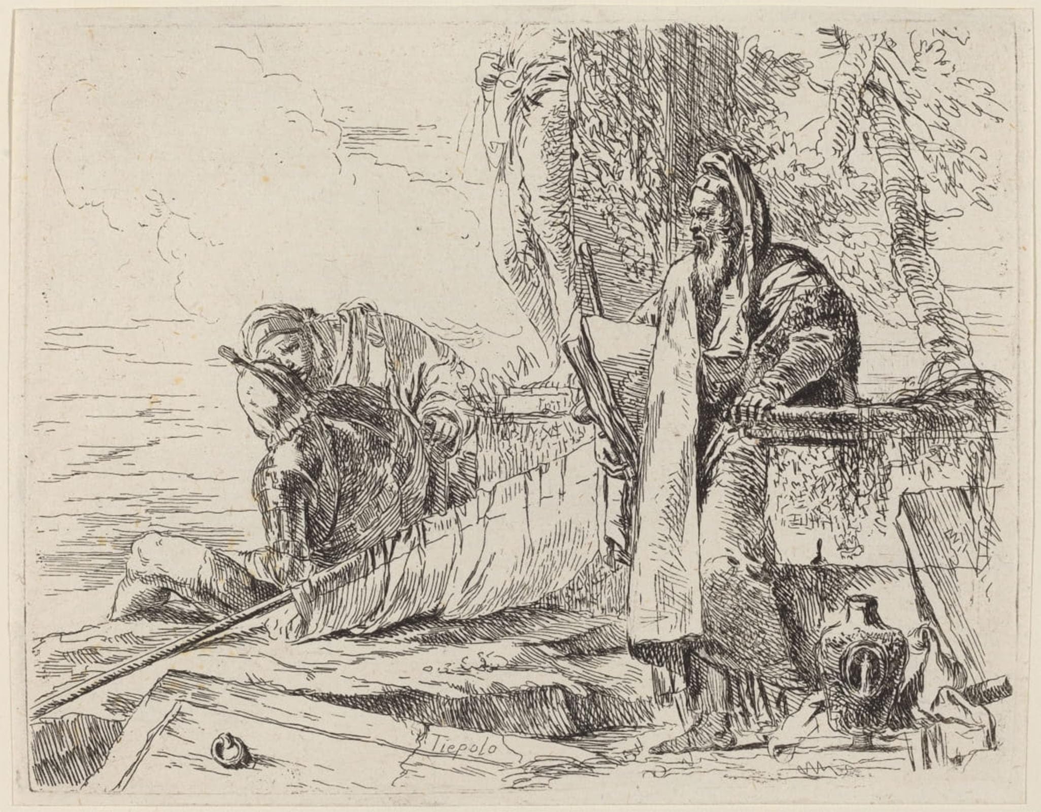HRJUBWREE Oil Painting Prints on Canvas Painting Picture Standing Philosopher and Two Other Figures by Battista Tiepolo Artwork Canvas Prints for Home Decor 60x90cm