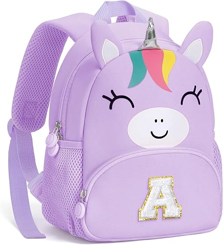 YOOLIFE Mochila personalizada para niños pequeños, regalo de cumpleaños de 2, 3 y 4 años, mochila de unicornio con monograma de unicornio para niños
