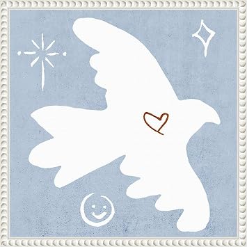 Amanti Art Framed Canvas Wall Art 16x16 White Dove II by Melissa Wang, Framed Wall Art Canvas, Abstract Artwork, Traditional Decor, Small Poster Painting for Living Room, Bedroom, Bathroom, Kitchen,