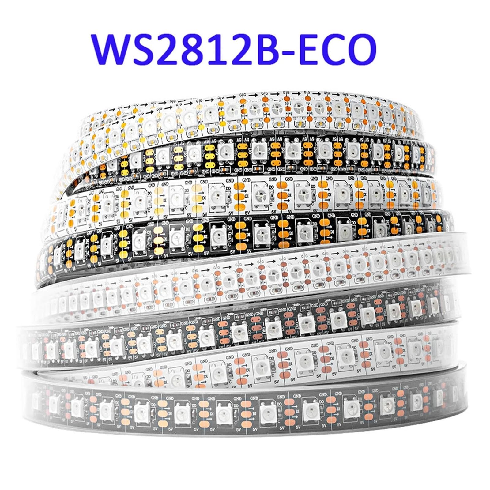 Taśma LED RGB 5V 12V z podwójnym sygnałem Interfejs 3PIN 4PIN 30 60 diod LED/M IP30 IP65 IP67 Wodoodporna długość 5M(WS2815 Black PCB,5m 30 IP67)