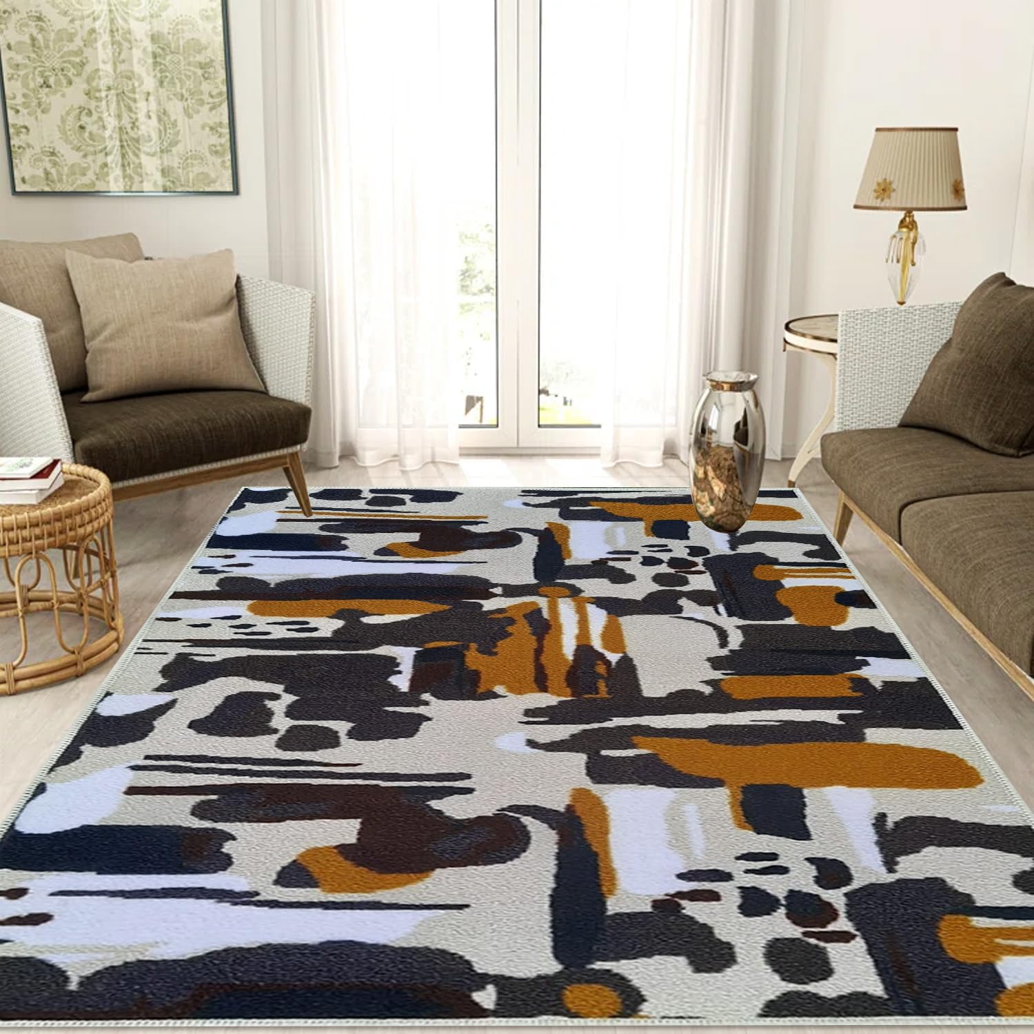 PHP Rug Living Room 120 cmx170 cm Washable Bedroom Decor Carpet Painted