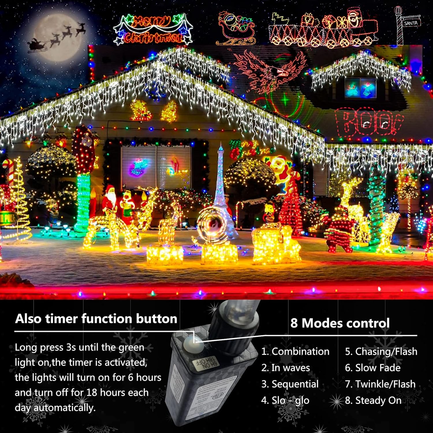 Flash Sale 66ft Christmas Lights Decorations Outdoor, 640 LED 8 Modes Curtain Fairy Lights with 120 Drops,Plug in Waterproof Timer Memory Function for Christmas Holiday Wedding Party Decorations Top Brands 66ft Christmas Lights Decorations Outdoor, 640 LED 8 Modes Curtain Fairy Lights with 120 Drops,Plug in Waterproof Timer Memory Function for Christmas Holiday Wedding Party Decorations