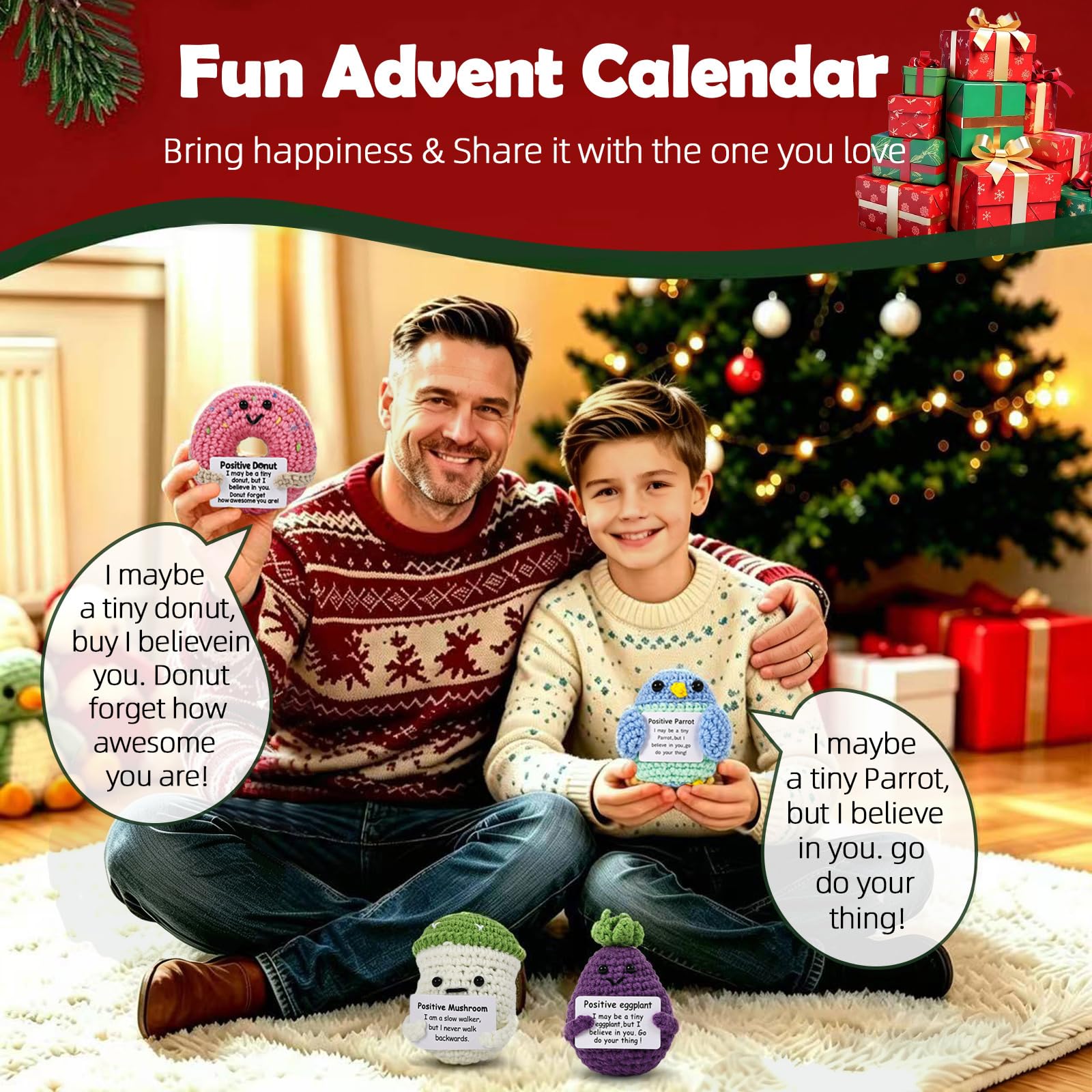 Calendario de Adviento 2026 – 24 objetos antiestrés squeeze para apoyo emocional positivo, calendario de Adviento, Regalo Navidad para novia, mujeres y hombres