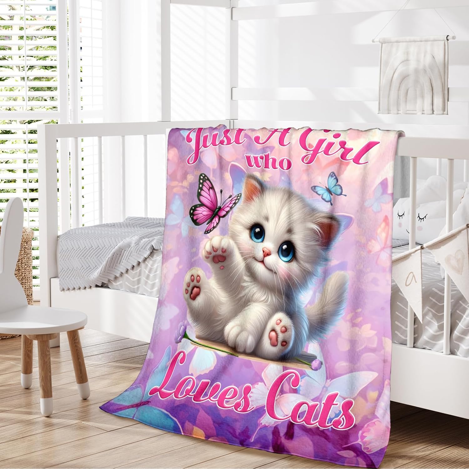 Pink Cat Design Flannel Blanket for Kids Teens Adults, Throw Gifts for Girls Women Animal Lovers, 60x80 Inch Soft Cozy Cute Cat Blanket for Sofa Couch Bed, Daughter Mom Gift Idea for Birthday