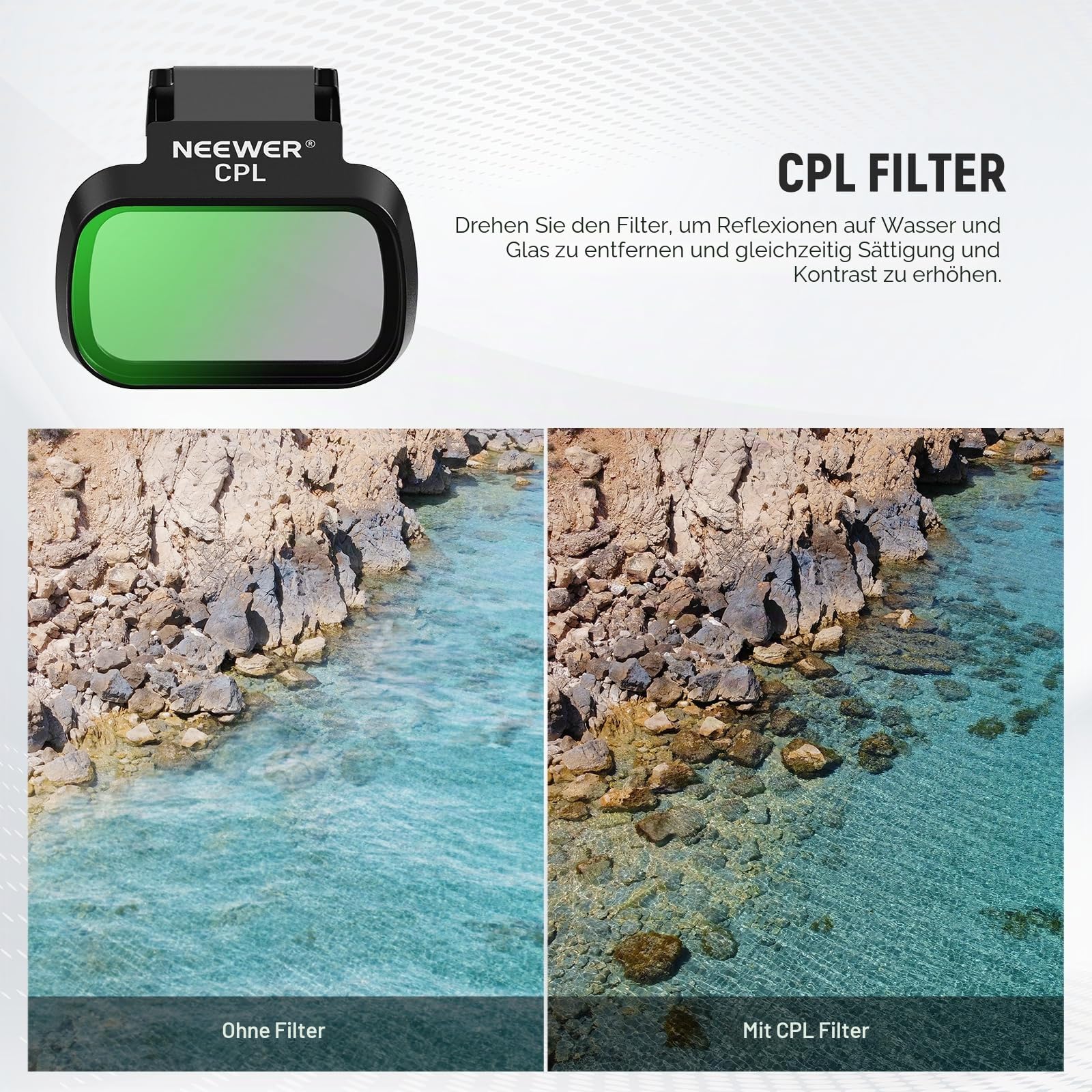 NEEWER ND Filter Set kompatibel mit DJI Mini 4K/2 SE/SE/2/Mavic Mini (3er Pack), CPL/ND8/ND16 Graufilter mehrfach beschichtete HD Optikglas Neutraldichtefilter Drohnen Kamera Objektiv Zubehör, FL-C41