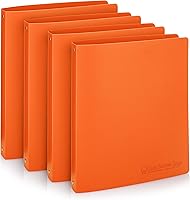 Vista 1 de Carpeta económica de 3 anillos redondos de 1 pulgada, con capacidad para 175 hojas, flexible, ligera, paquete de 4, apertura lateral, color naranja