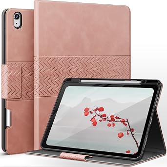 auaua Case for iPad Air 13 Inch M4/M3/M22026/2025/2024, PU Leather Case with Pencil Holder, Supports Pencil Pro and Pencil USB-C, Adjustable Angles, Auto Sleep/Wake Pink