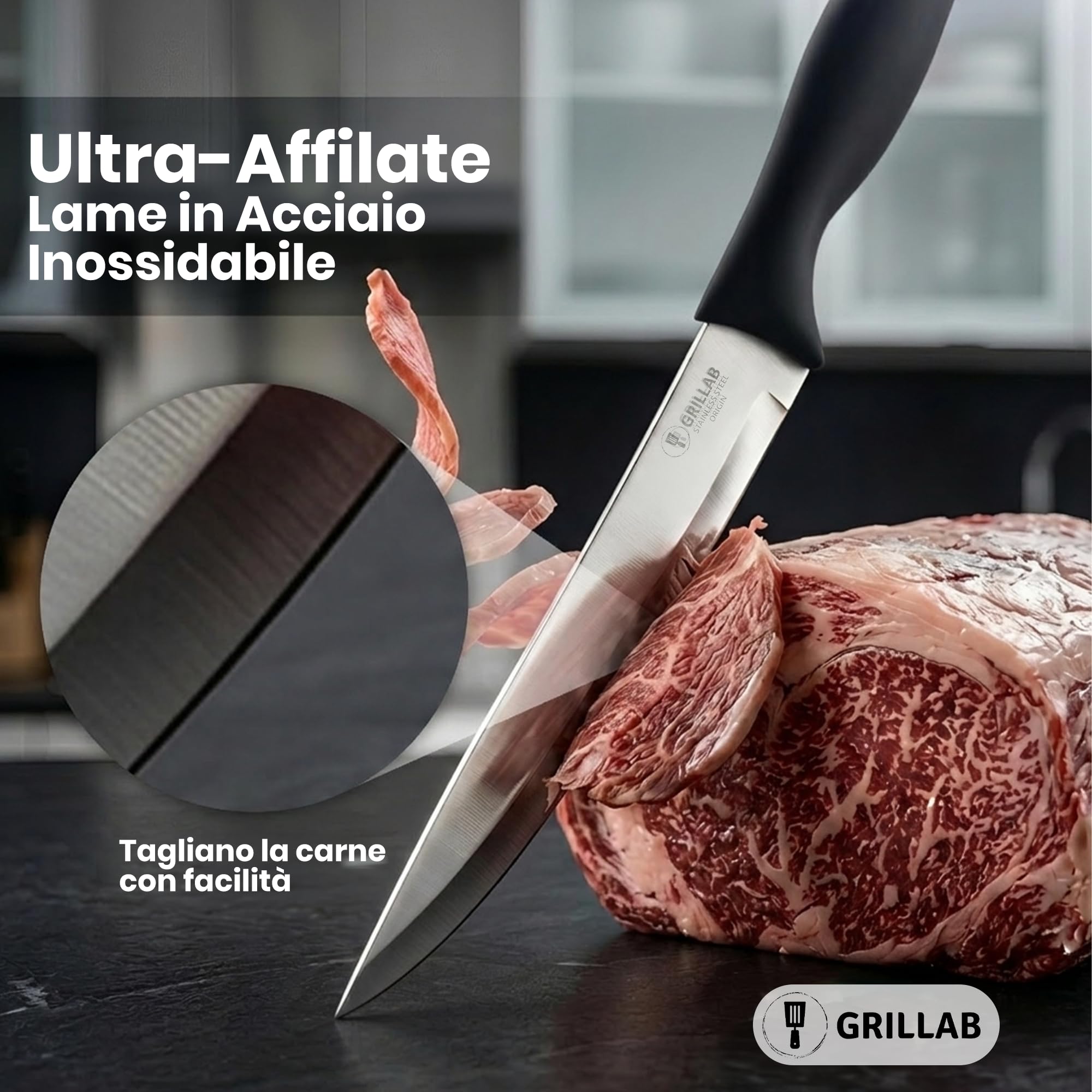Coltelli da Cucina Professionale, 10 Pezzi in Acciaio Inox, Guaina Protettiva, Coltello Chef, Santoku, Pane, Affettare, Spelucchino per Carne e Verdure