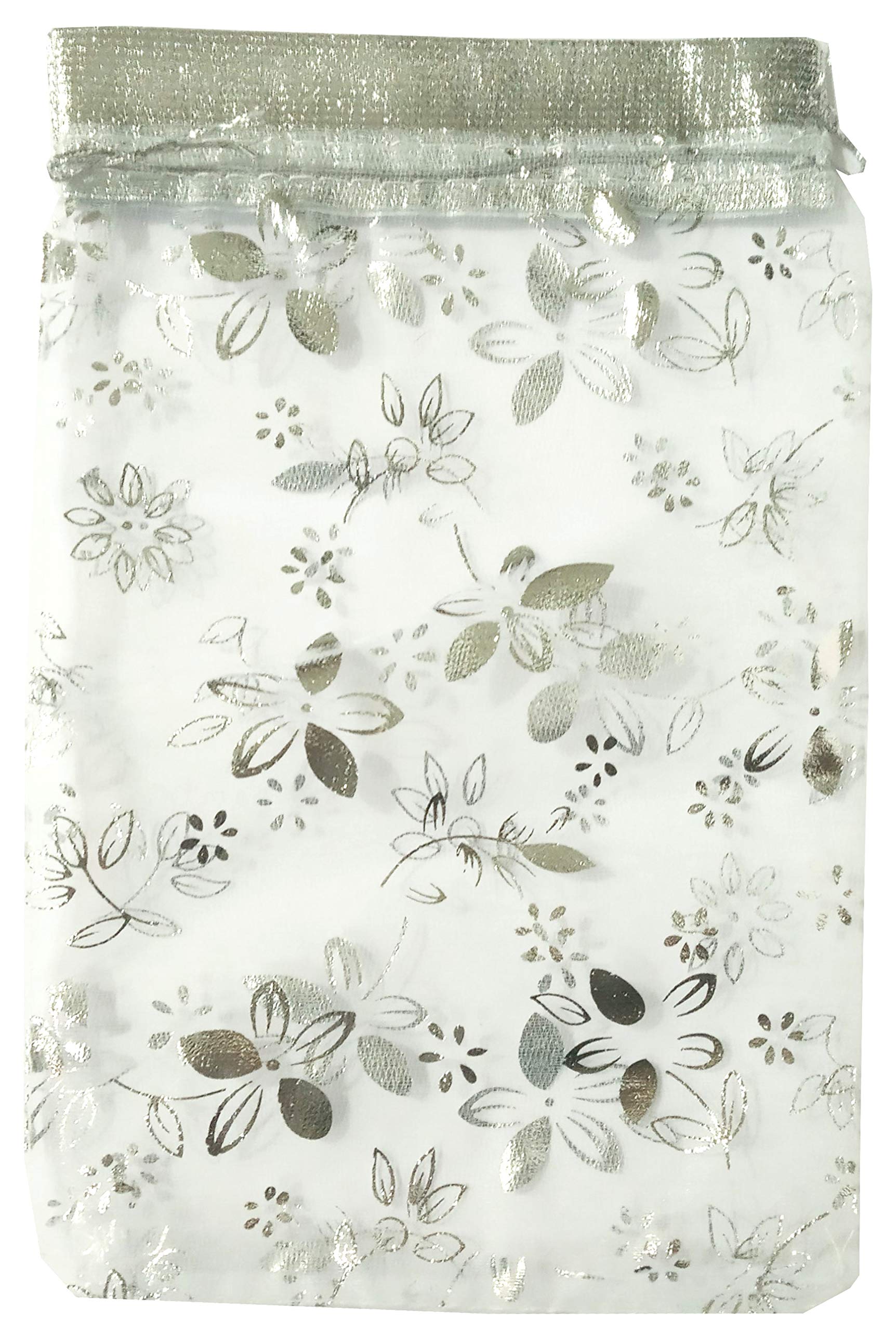 Purpledip Polyester Net Brocade Gift Pouch, Silver, 9 Inches: Pack of 10 Potli Gift Bags for Girls (12081A) 1