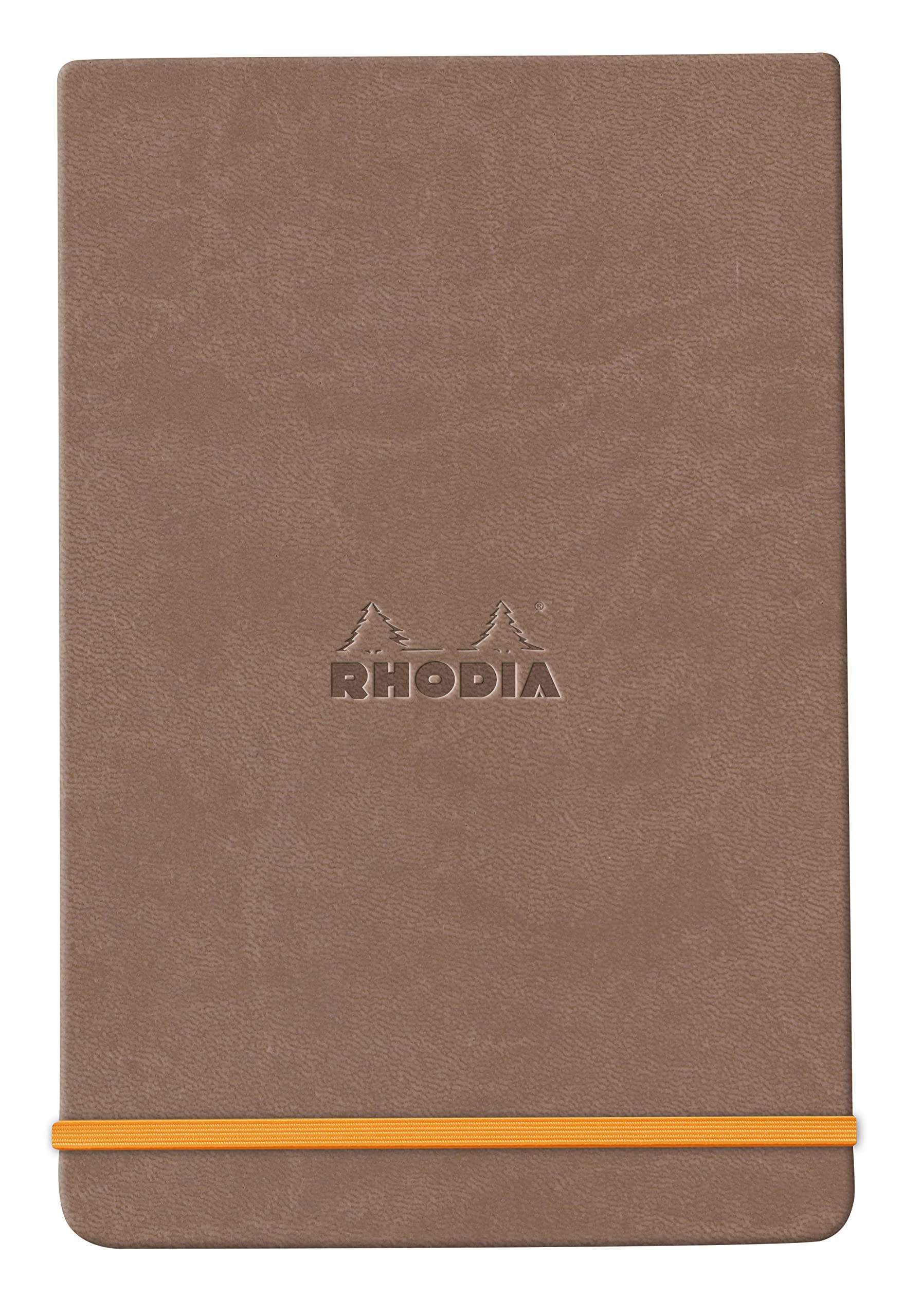RHODIA 194377C - Hard Notebook Webnotepad Taupe - A5 - Ruled - 192 Detachable Pages - Clairefontaine Ivory Paper 90 g/m - Bookmark, Elastic Closure - Faux Leather Cover - Rhodiarama