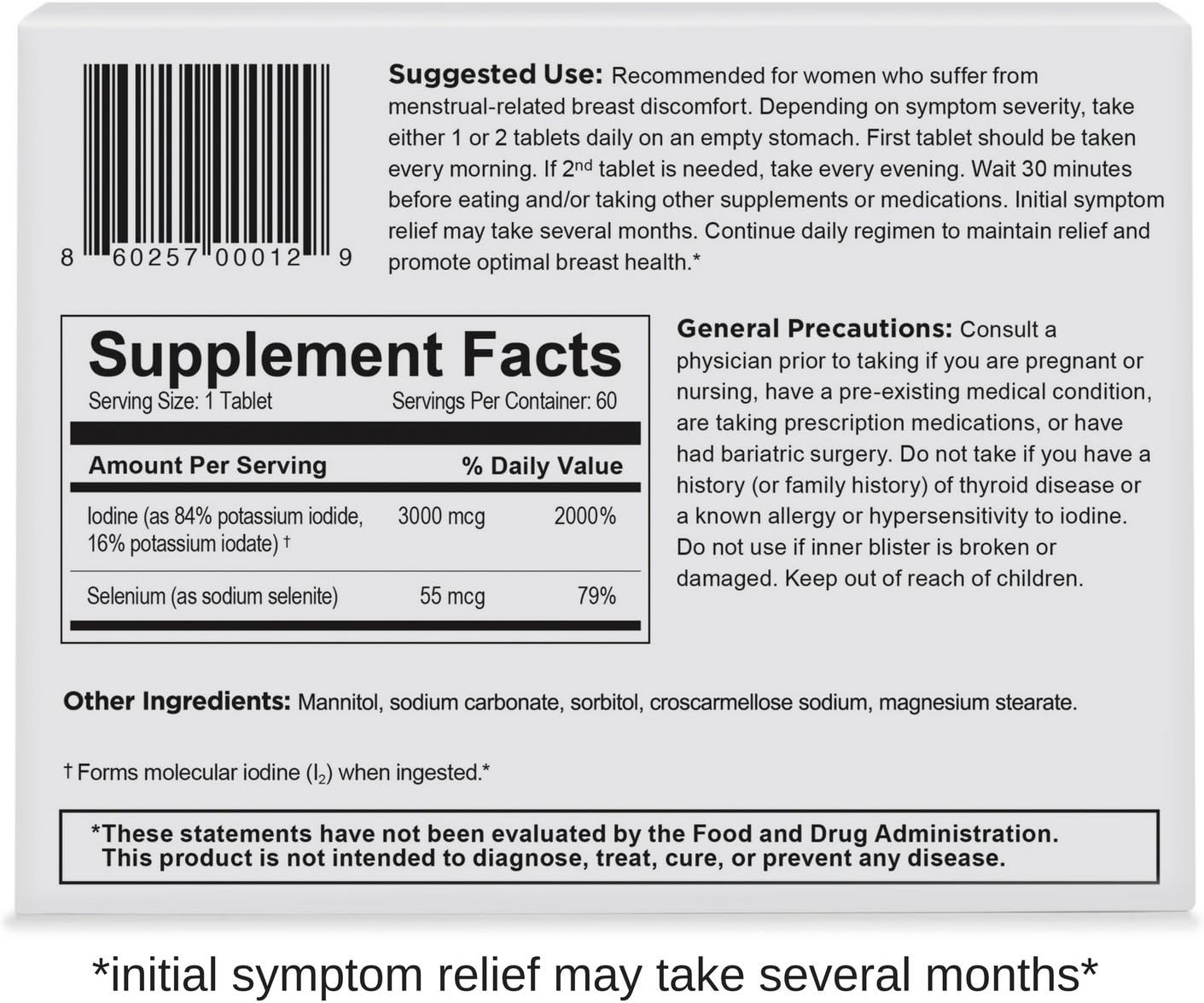 Violet Iodine Supplement for Premenstrual Breast Discomfort (60-Day Starter Pack) : Health & Household