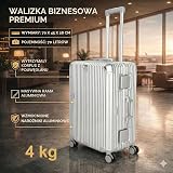 POSH Walizka z Kieszenią na Laptopa 17" L, Srebrna - Aluminiowa Rama | twarda obudowa z poliwęglanu, zapięcie na klamry