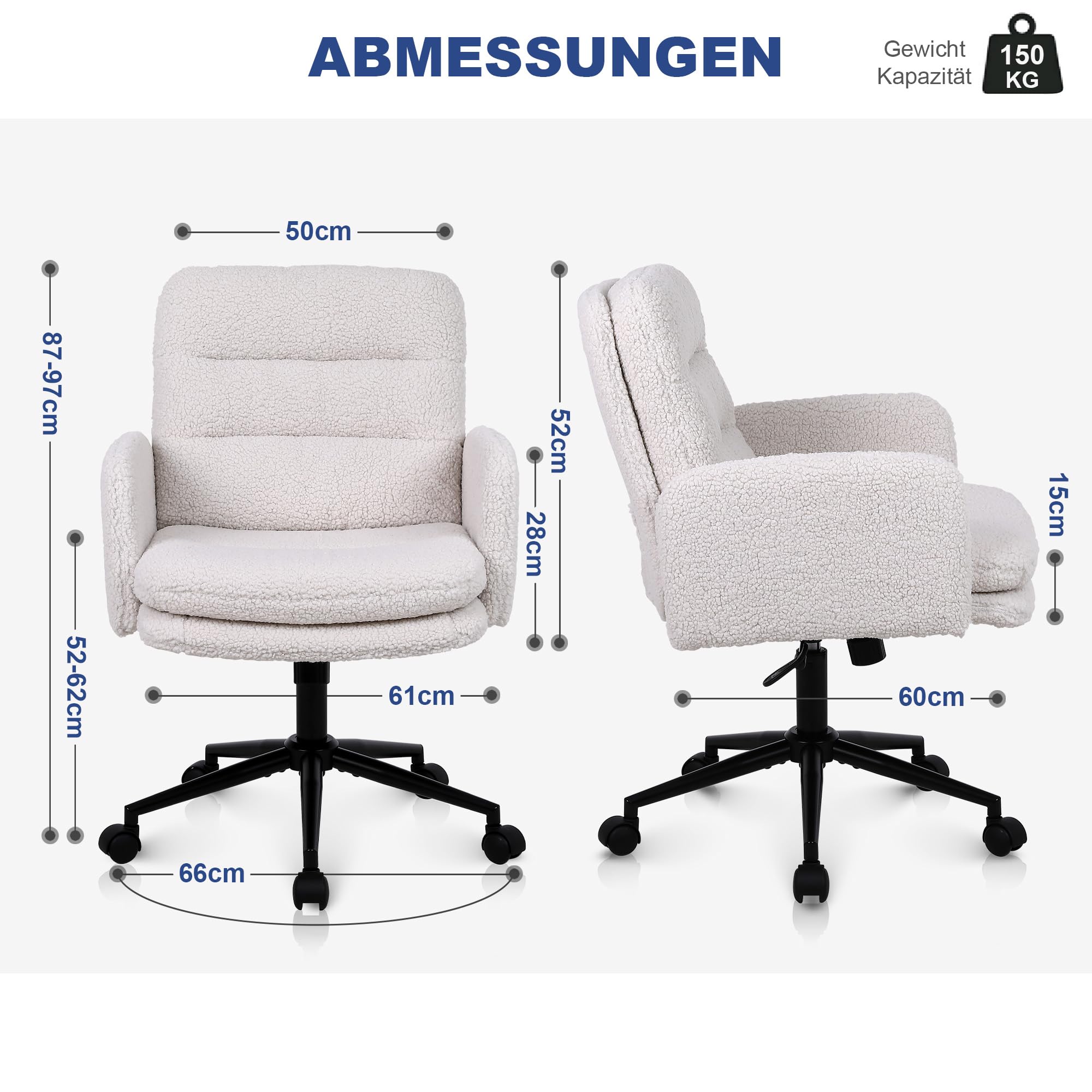 Youhauchair Schreibtischstuhl, Schminktisch Stuhl aus Kaschmir, Creme