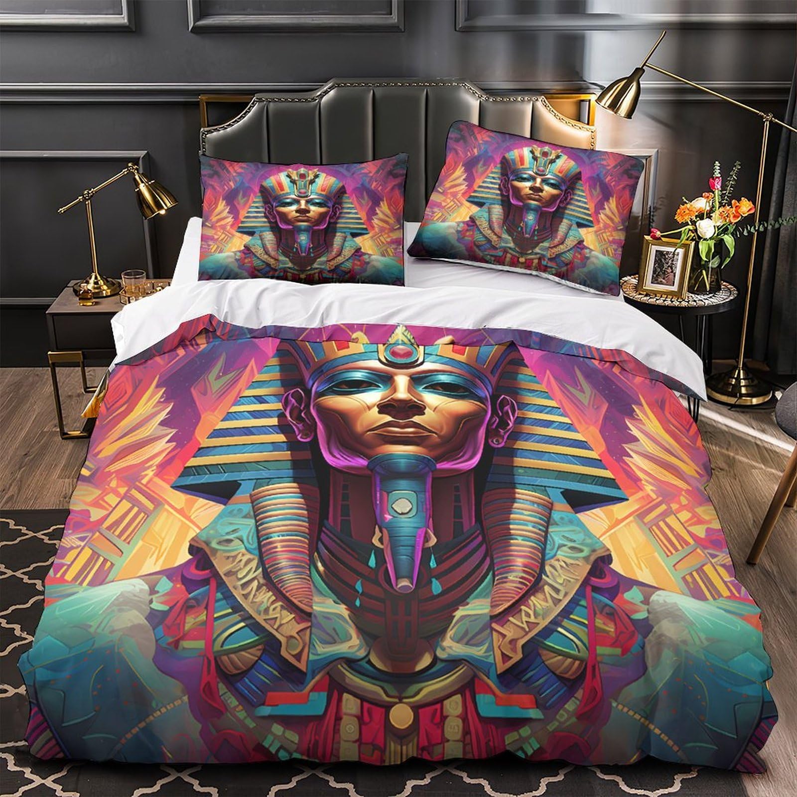 Housse de couette Égypte antique king en microfibre premium ultra douce avec taies