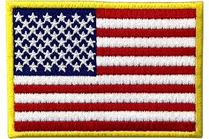 EmbTao American Flag Embroidered Patch Gold Border USA United States of America...