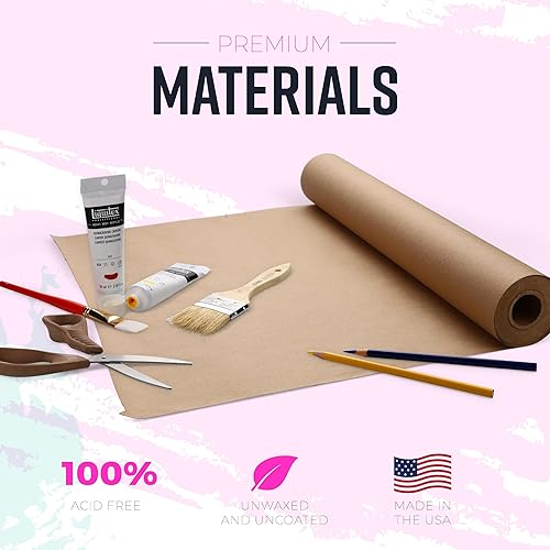Vista 55 de Bryco Goods Rollo de papel kraft blanco de 18 x 1200 pulgadas (100 pies), paquete de 2, papel de caballete para artes y manualidades, revestimiento