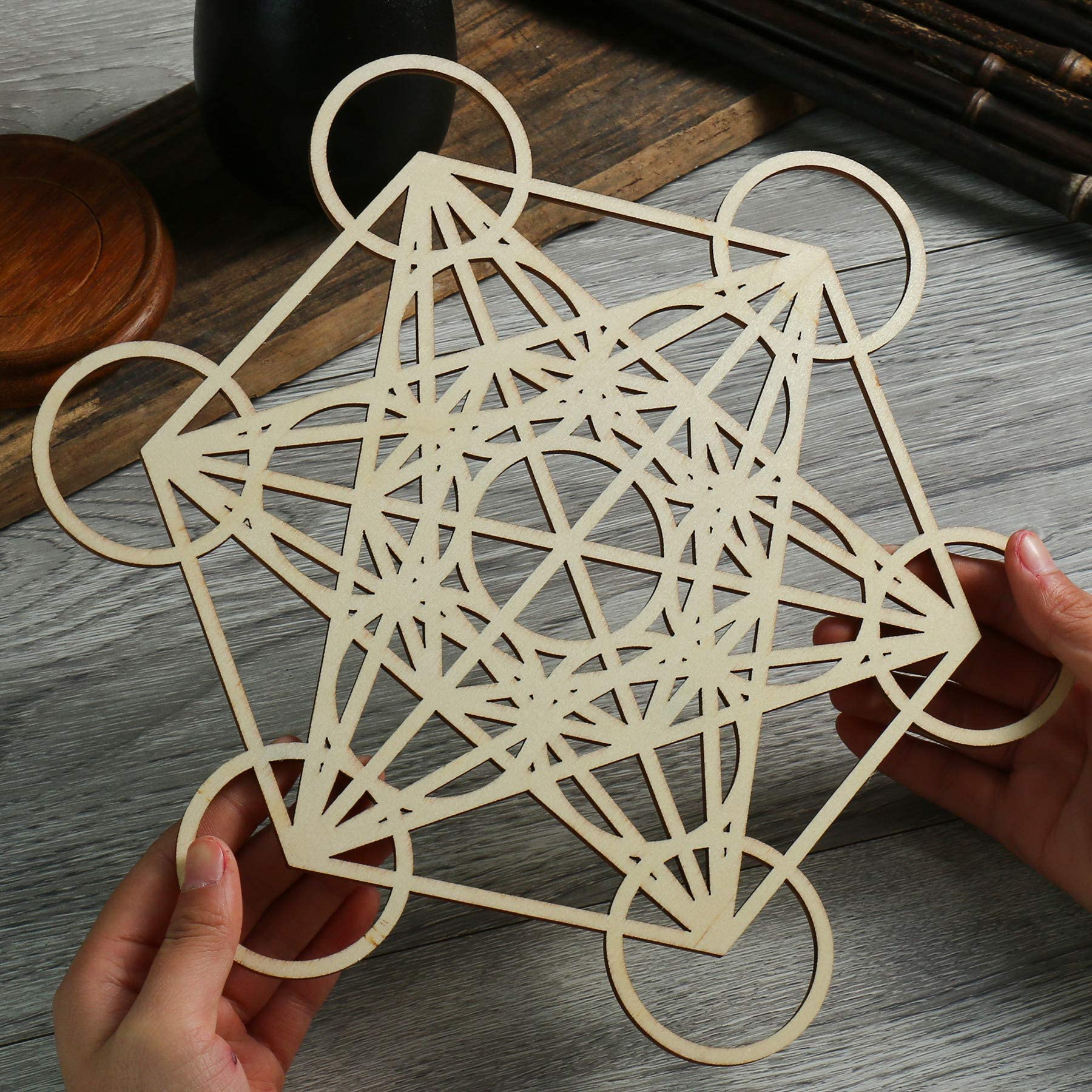 Buy (11.5 Inch (29CM), Metatron Cube Wooden Color) Simurg 29cm