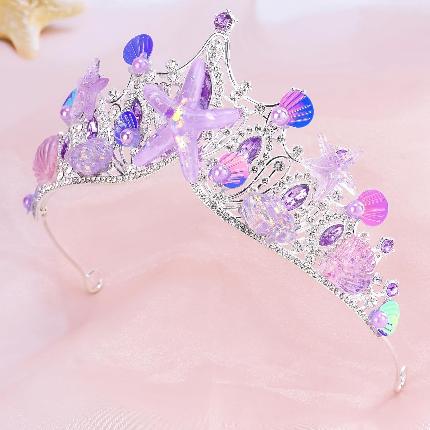 Mermaid Crown for Women - Seashell Crowns Starfish Headwear for Mermaids Bride Beach Wedding Halloween Cosplay - Image 6