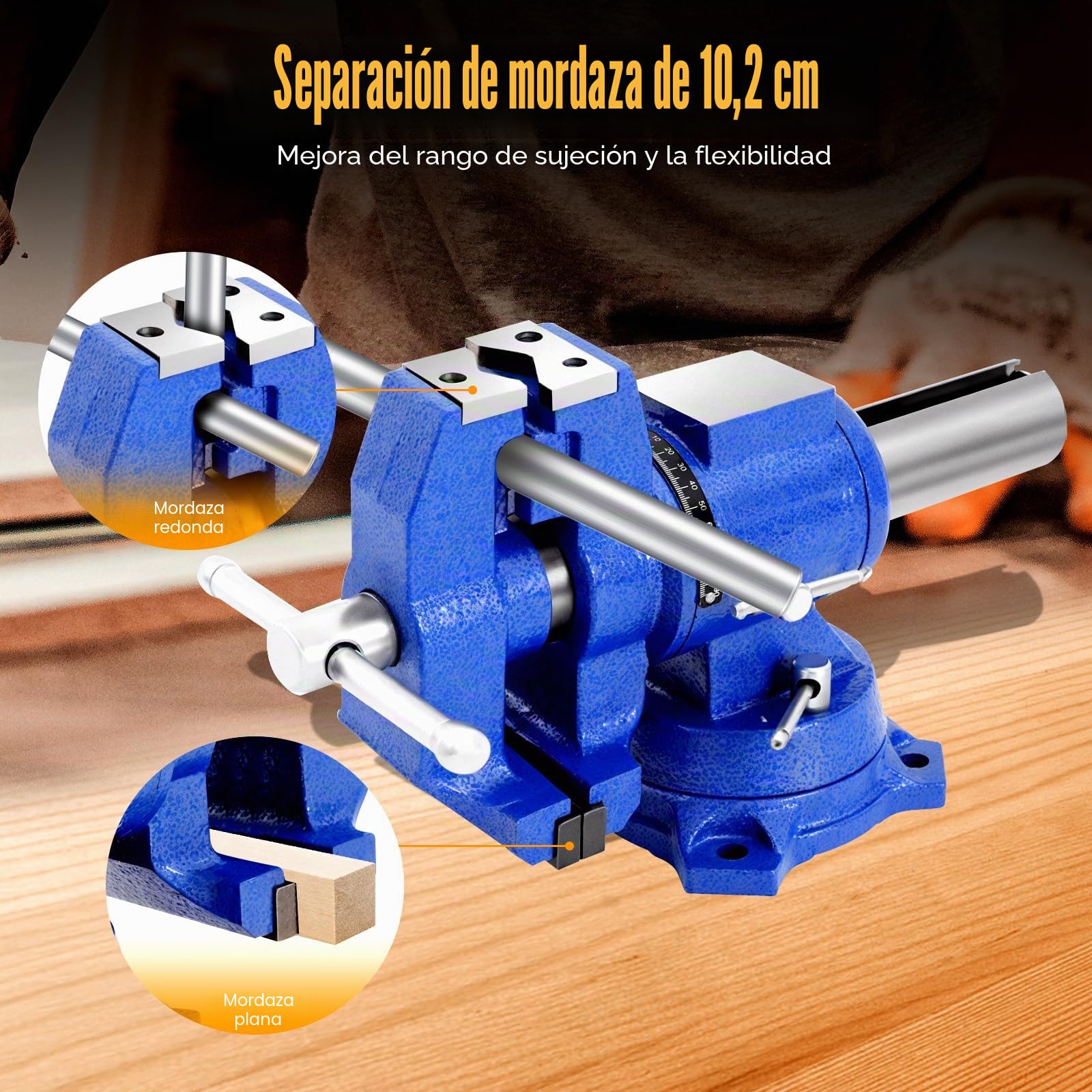 Tornillo de banco de alto rendimiento, abrazadera de banco de trabajo profesional, giro, multiusos, para mecánicos e ingenieros, ancho de apertura superior de 100 mm
