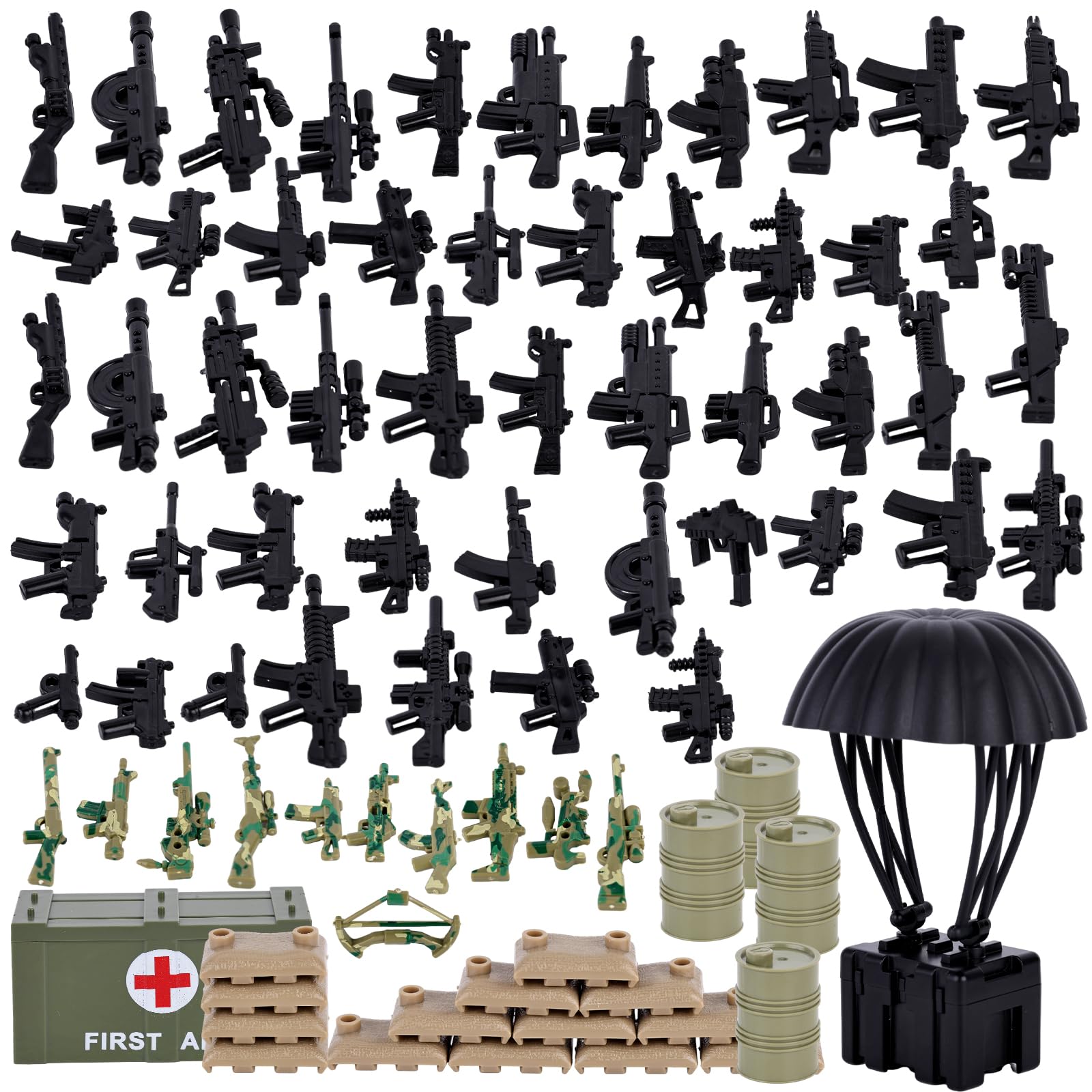 3 otters 138PCS Military Soldiers Figures, Weapon Pack Military Accessories Kits Toys Army Equipment Gear Sets for Boys Birthday Gift