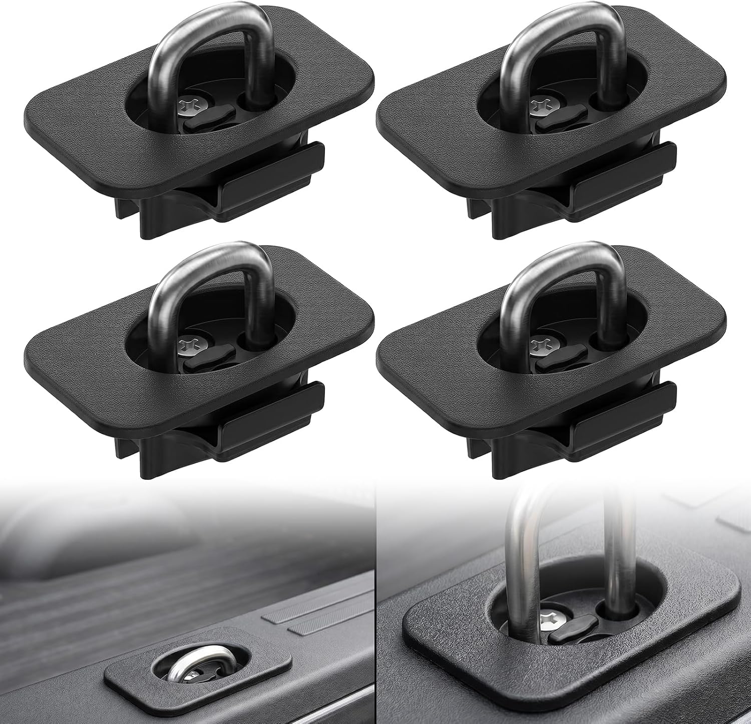 Retractable Truck Bed Tie Down Anchors for 2015-2025 Ford F-150,F-250/F-350 | Truck Bed Hooks Tie Down, 2017-2025 F-250/F-350 Super Duty Secure Cargo Hook,for Truck Stake Pocket Box 3000 LBS, Set of 4