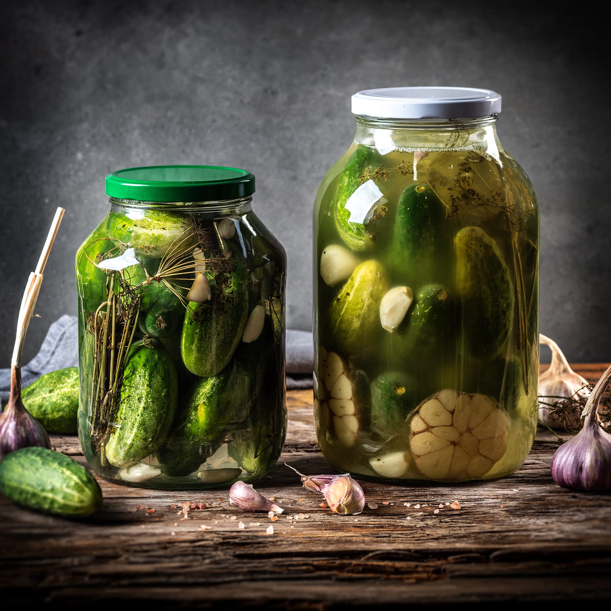 KADAX Set di 12 Barattoli in Vetro 4L con Coperchio a Vite fi100mm per Cetrioli, Kombucha, Kimchi | Vasi Conserva Apertura Larga per Fermentazione e Sottaceti (Dorato)