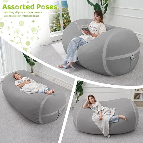 Miniatura 277 de HABUTWAY Puf gigante de 2 pies para adultos, con relleno de espuma viscoelástica, puf grande con funda de terciopelo holandés extraíble para sala de