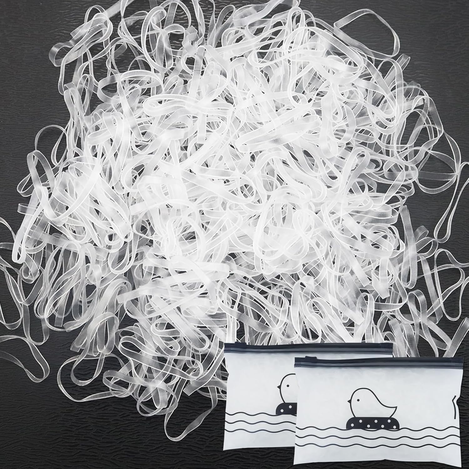 2000 Pcs Clear Small Elastic Hair Rubber Bands Baby Hair Ties Mini Clear Elastic Bands for Kids Girls Hair Braids Hair