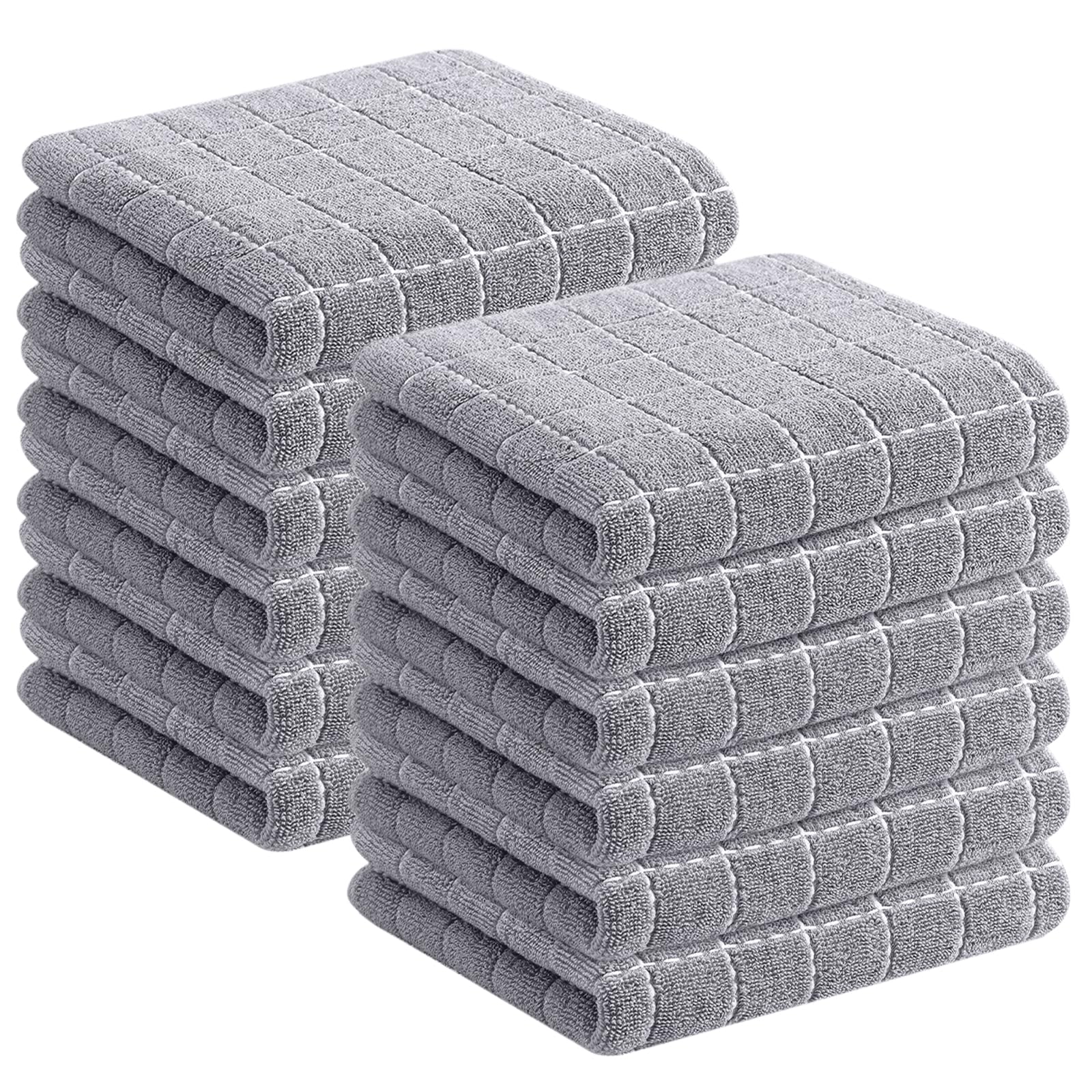 Homaxy 100% Cotton Terry Kitchen Towels, 12 Pack, Light Grey | Ultra Soft and Absorbent Dish Towels for Kitchen, Suitable for Drying and Washing Dishes