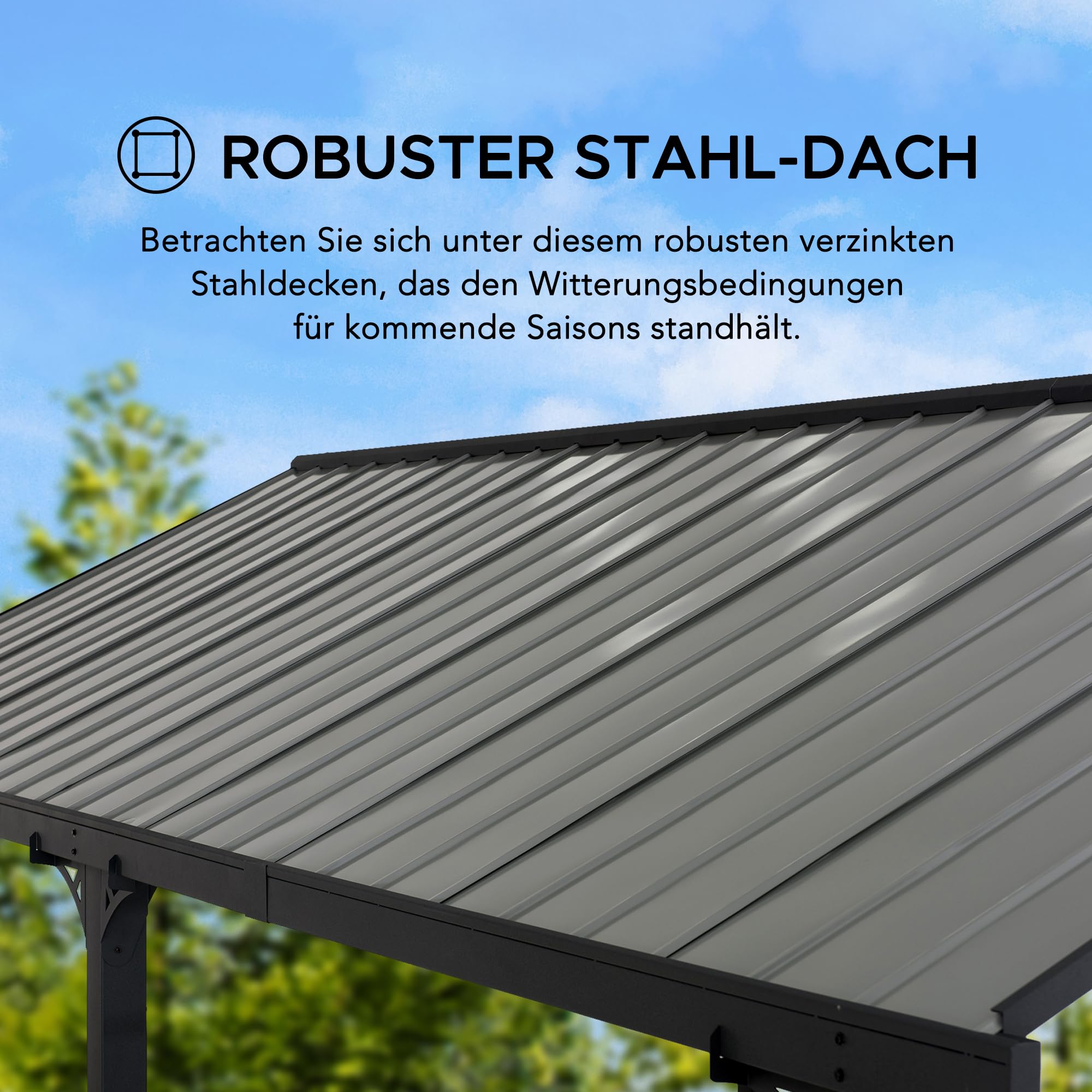 SUNJOY Carport für den Außenbereich, 6,1 x 3,6 m, dickere 10 cm Pfosten, pulverbeschichtetes Stahldach, Robustes Carport, UV-beständig und wasserdicht, Gartenpavillon für SUV, LKW und PKW, Schwarz