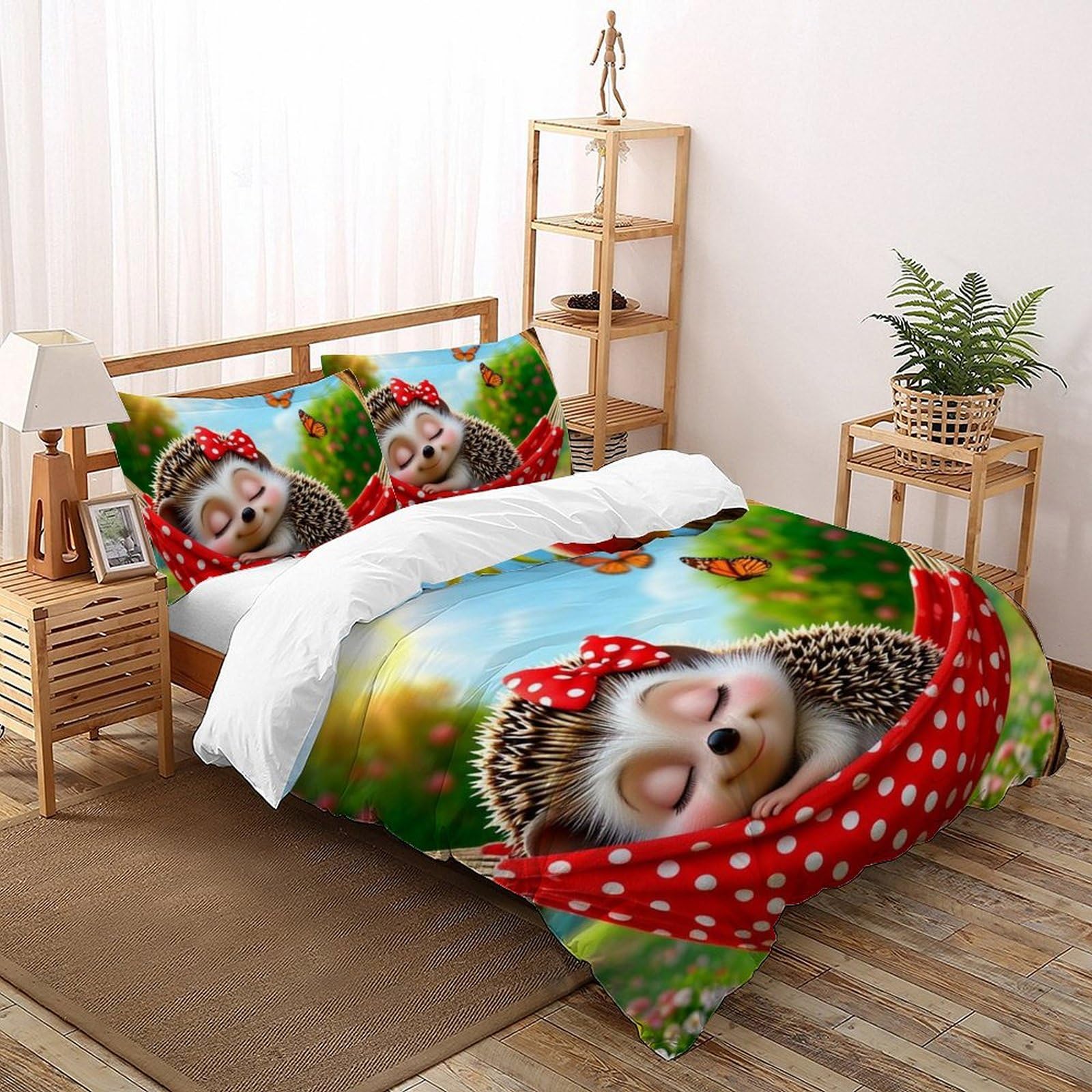 Housse de couette hérisson papillon pour illuminer la chambre d'une fille