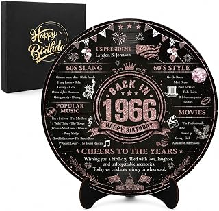 Vinyl Record 60th Birthday Party Decoration Vintage Back in 1966 Table Sign | 1966 Classic Poster Decor With Stand, 60 Year Old Supply Gifts for Men Women Her, 60th Anniversary, Pink and Black, 11.6 Inch