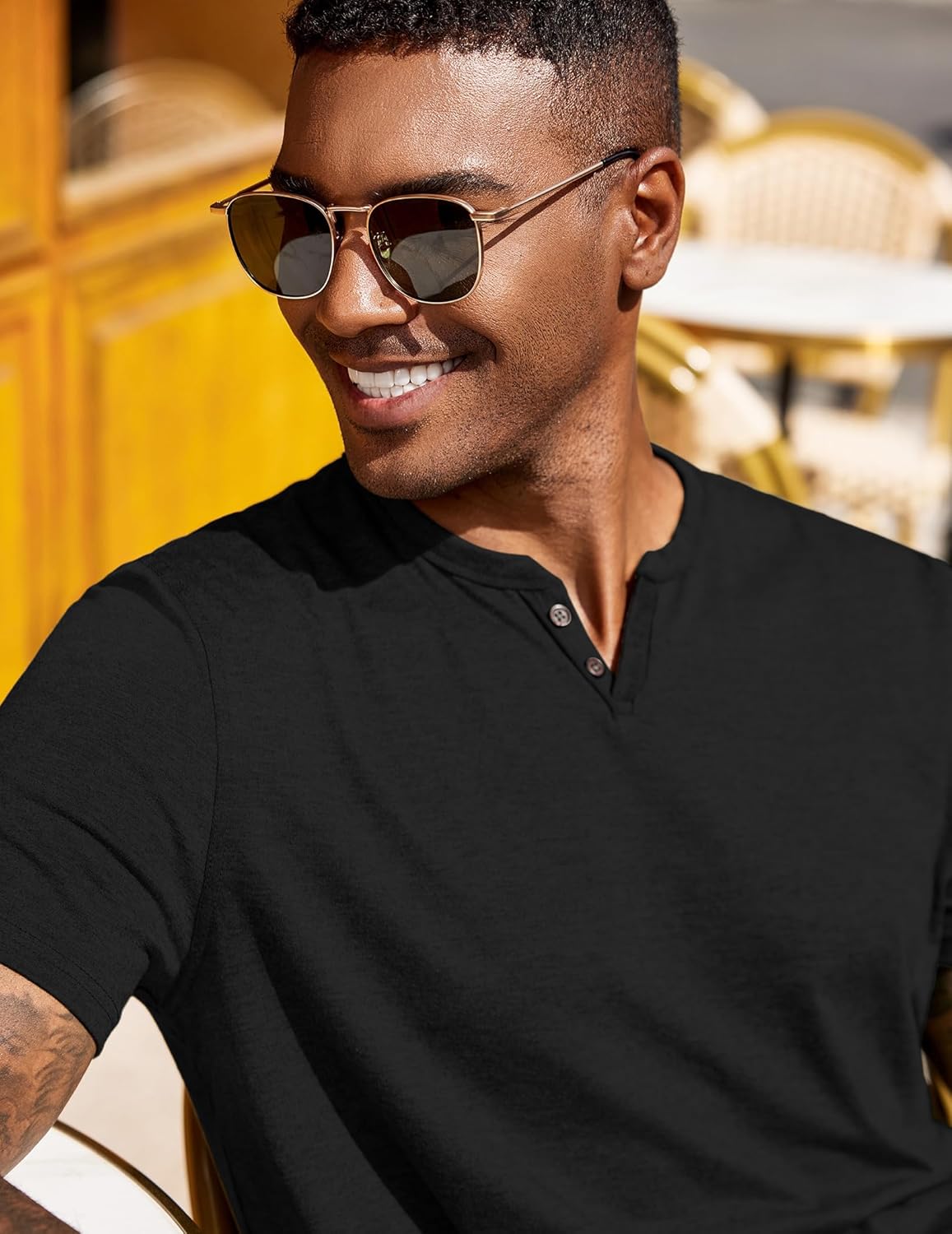 COOFANDY Men's Soft T Shirts Short Sleeve V Neck Casual T-Shirt Button Neck Tee Classic Plain Shirts - Image 4