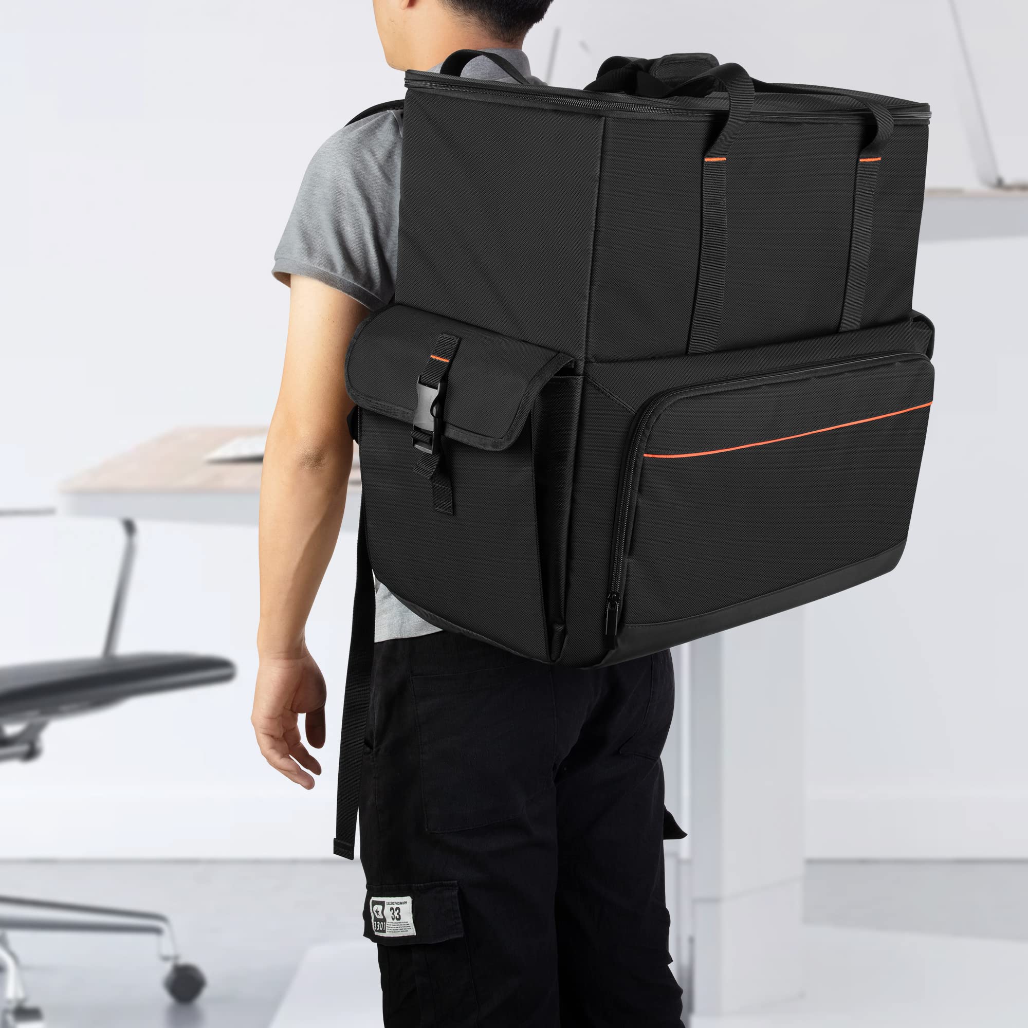 Trunab Mallette de Transport pour Tour d'Ordinateur de Bureau, Sac à Dos PC pour Boîtier de Processeur Principal d'Ordinateur, Clavier, Câble et Souris, Écouteurs, Sac Uniquement, Noir