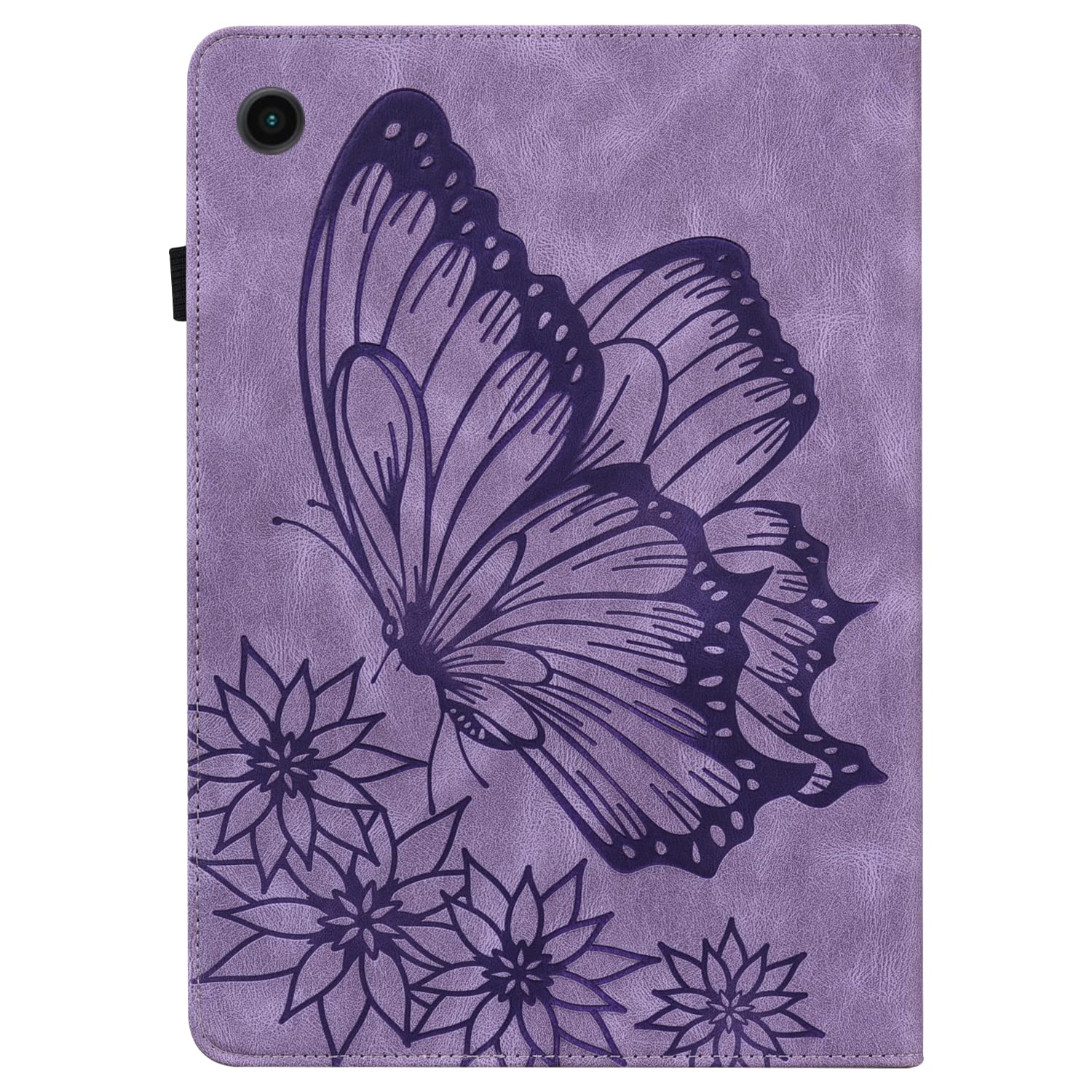 Samsung Galaxy Tab A9+ 11" etui z wytłoczonym motylem etui ze skóry PU portfel uchwyt na długopis tablet pokrowiec ochronny do Galaxy Tab A9+ 11 cali SM-X210/SM-X215/SM-X216 fioletowy