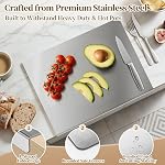 Stainless Steel Cutting Board Set, 2 Pack Kitchen Metal Chopping Board Set with Counter Lip Dishwasher Safe for Meat, Fish, Vegetables, Fruits, Bread & Pastry (40 x 30cm/ 16 x 12 in)