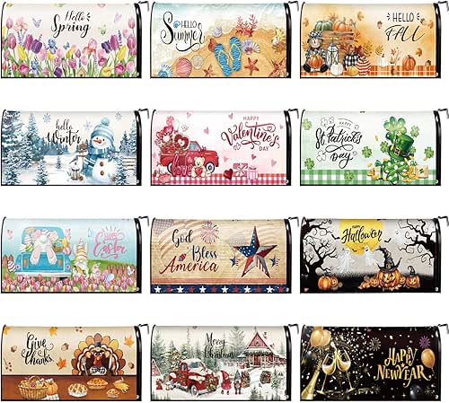 12 Pcs Seasonal Mailbox Covers Magnetic Standard Size 18 x