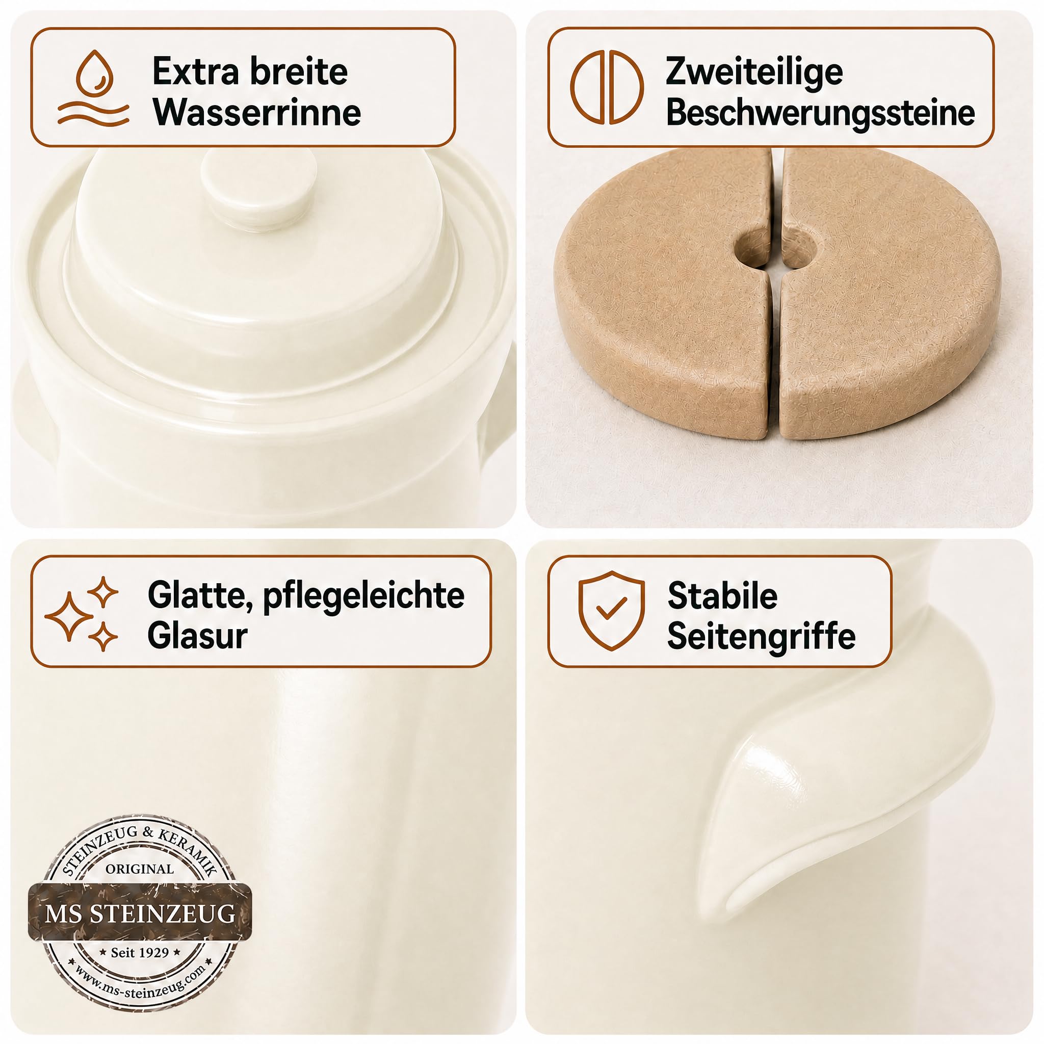 Fermentation Chucrut Pot 10 L Crema Blanco