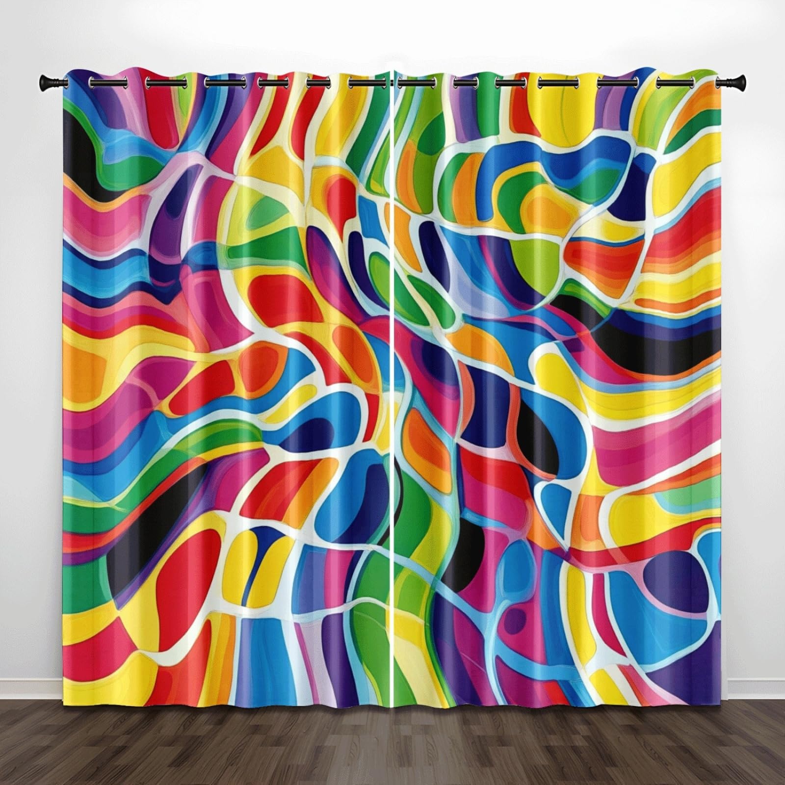 Curtain Grün Zitronengelb Gardinen Blackout Curtain Polyester Vorhang mit Ösen Waschbar Vorhänge Living Room Verdunklungsvorhänge Schlafzimmer Gardienen Vorhang Blickdicht 2x85x200cm