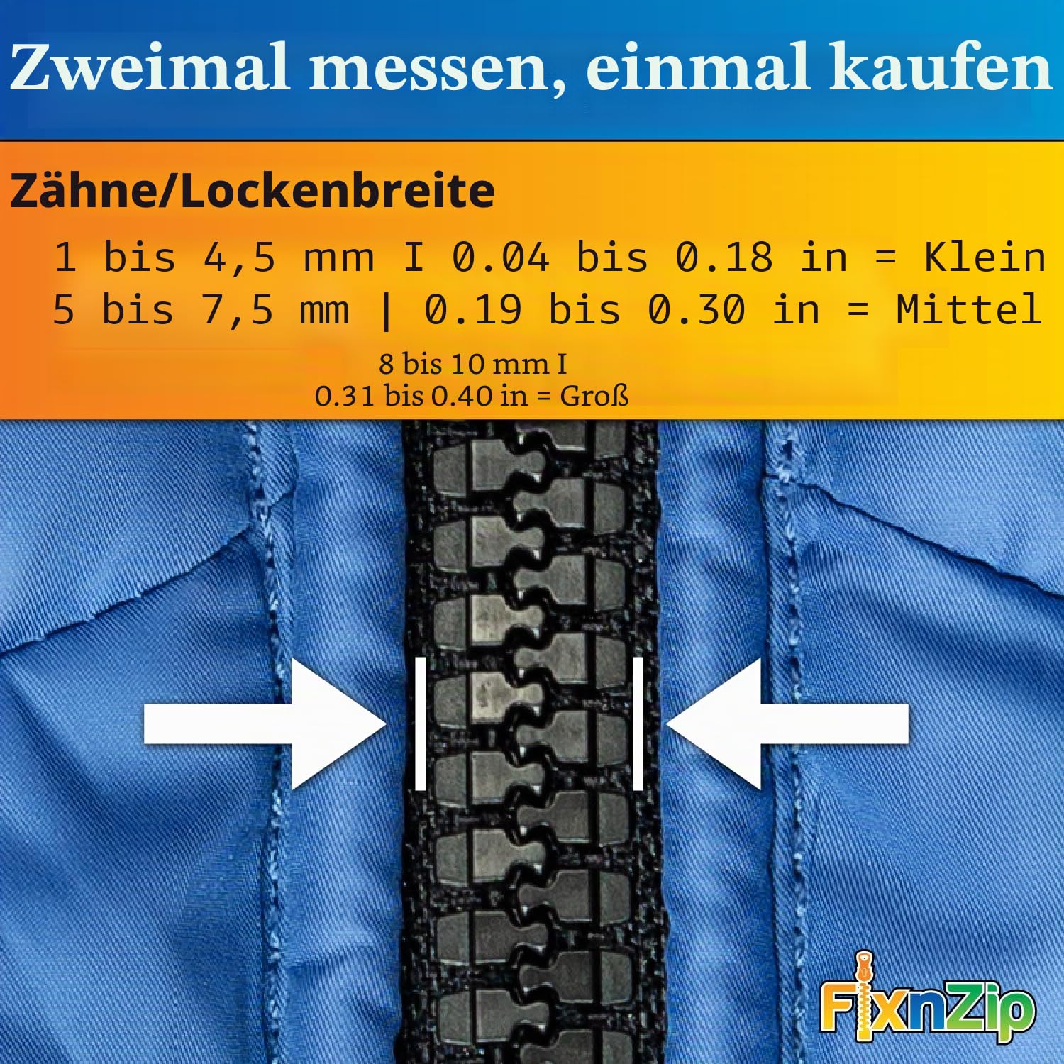 FixnZip Ersatzreißverschluss zum Nähen, Nickel, Unisex-Erwachsene, Nickel 3 Pack, schwarz Nickel, Combo Pack (S,M,L)