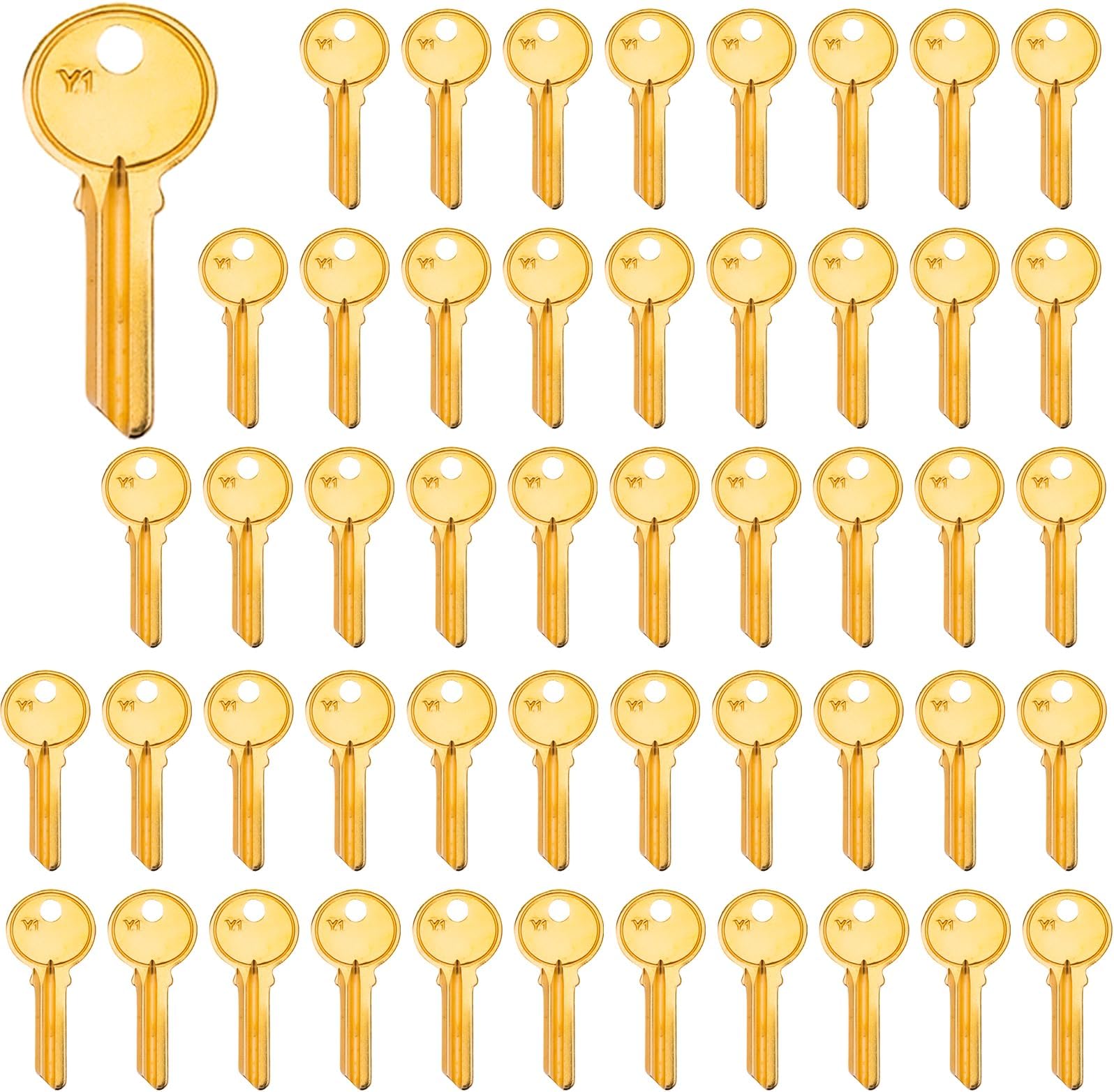 Brass Finish Key Blanks, Y1 Uncut Blank Keys, 5YA1 Key Blanks Pack of 50 Keys
