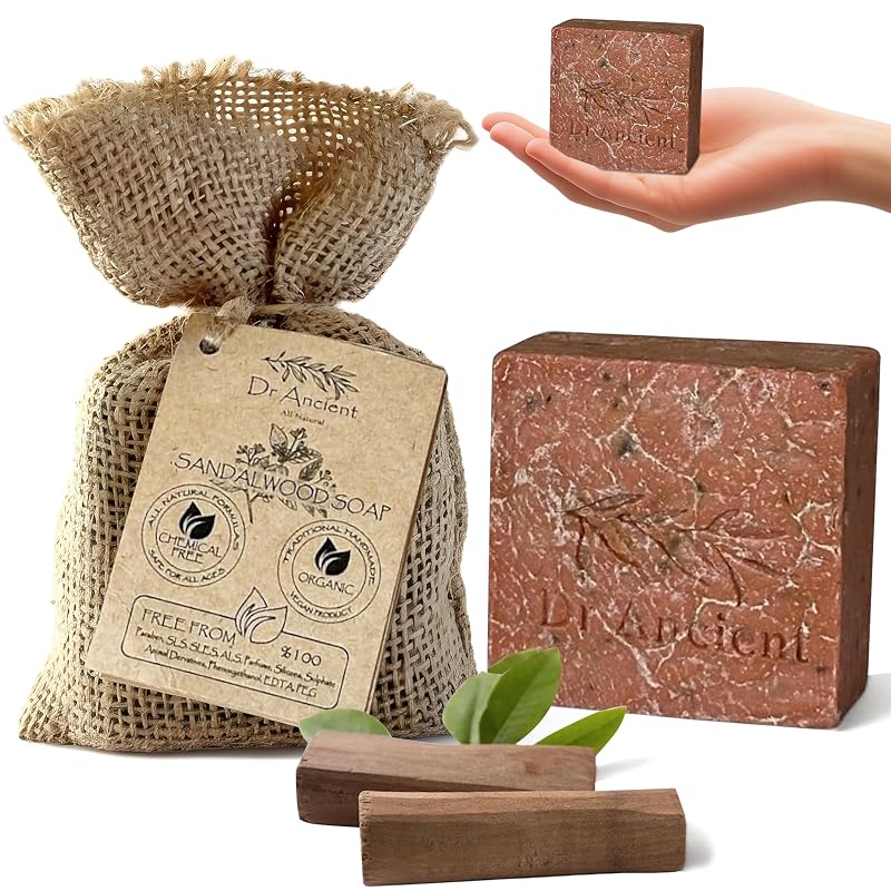 Sabonete em barra de sândalo Dr.Ancient, artesanal, vegano, Pacote com 1