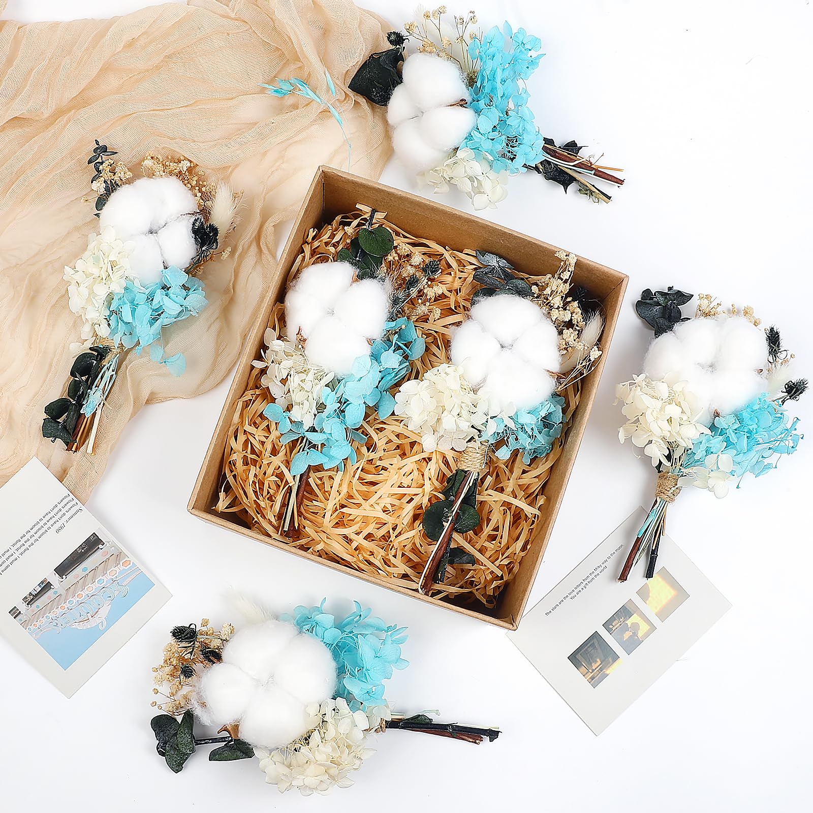 6 Mini Bouquets Fleurs Séchées Naturelles - 18-20 Cm - Pour Décoration Maison, Mariage, DIY Photo - Larber