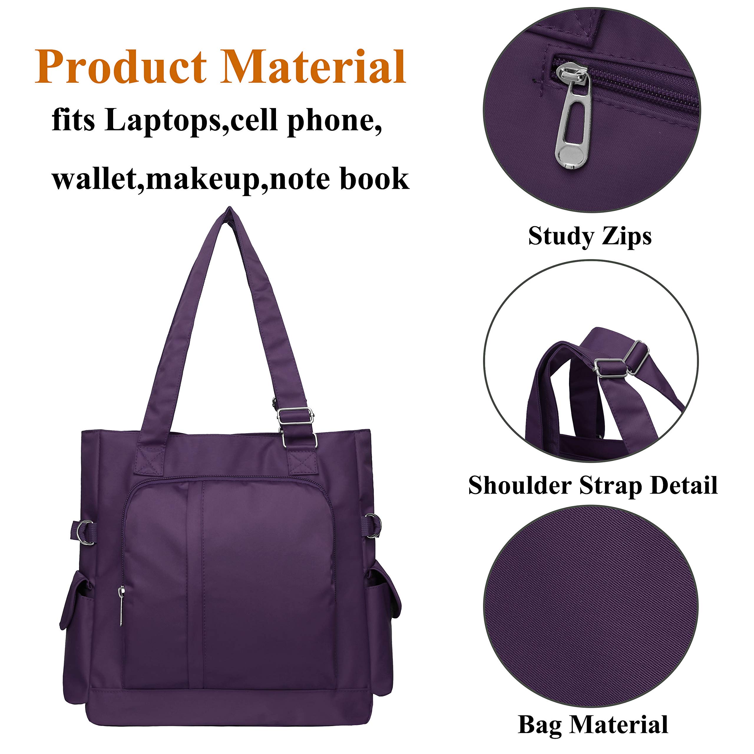 VOLGANIK ROCK Canvas Tote Bag Waterproof Nylon Multi Pocket Shoulder Bags Laptop Work Bag Teacher Purse Handbag for Women Men