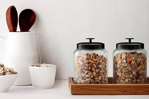 Vista 17 de KooK Contenedores de almacenamiento de vidrio con tapas, 1 galón, juego de 2, recipiente de vidrio, tarro de lavandería, tarro de cocina