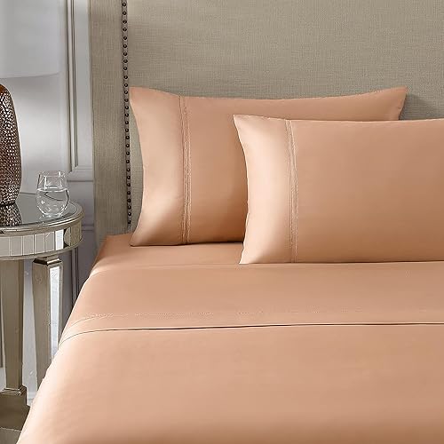 Pure Parima Juego de sábanas de lujo de 100 algodón egipcio certificado CEA de grapas extralargas frescas transpirables ultra cómodas con doble