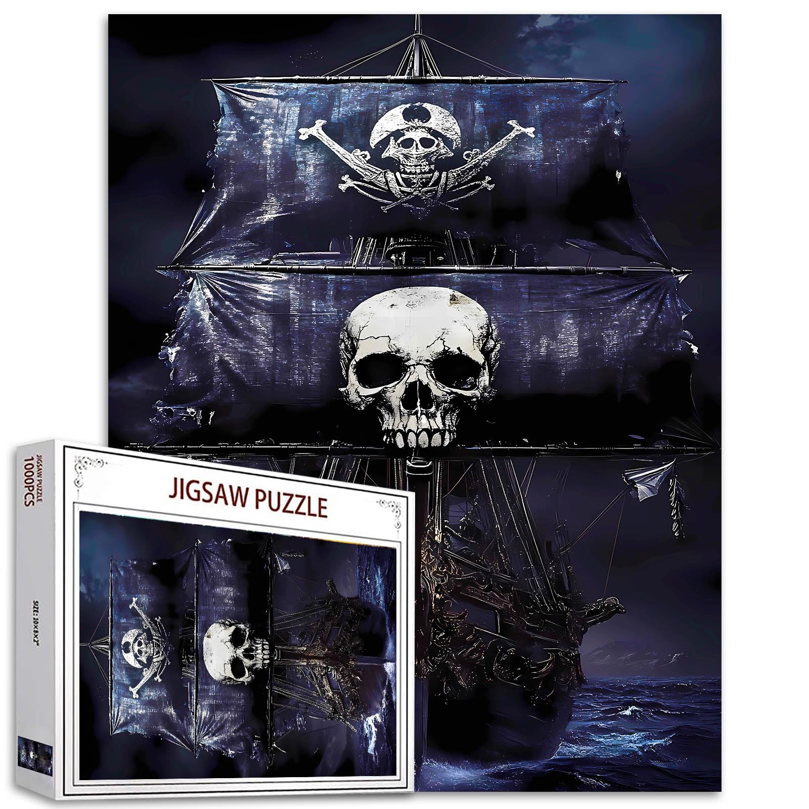Aihonmin Pirates Sailboats Jigsaw Puzzle 1000 Pieces for Adult Sea Voyage Puzzles for Challenging Family Activity Games DIY Handwork Easy Puzzle Home Wall Decoration Unique Gifts 20x27 Inches — image 1