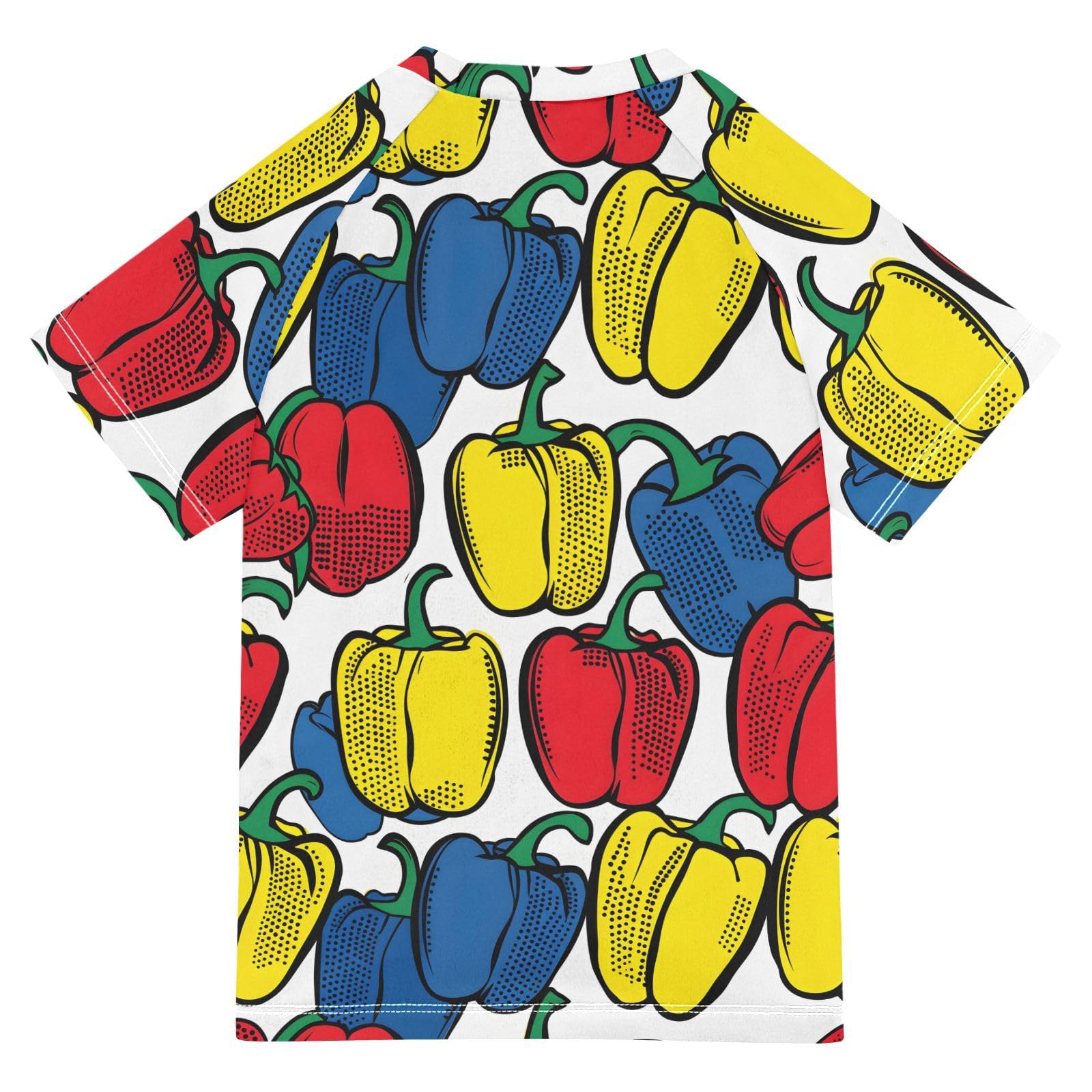 ALAZA Boys Rash Guard Swimming Shirt for Boys Short Sleeve Bell Pepper UPF 50+ 5-6T