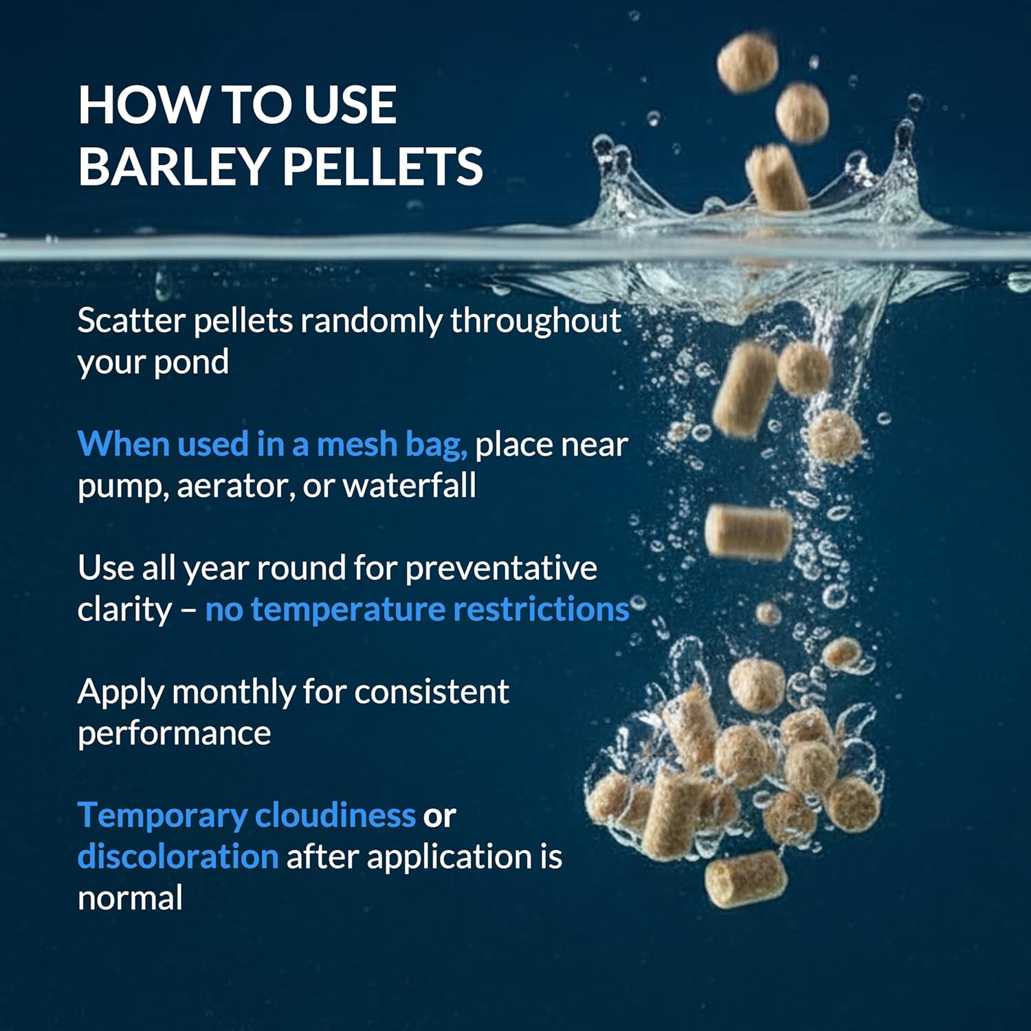 Barley Straw Pellets 5lb – Easy, No-Mess Barley Straw Pellets for Natural Pond Clarity – Humic Acid Fortified for Improved Balance – Safe for Koi Fish, Plants & Pets