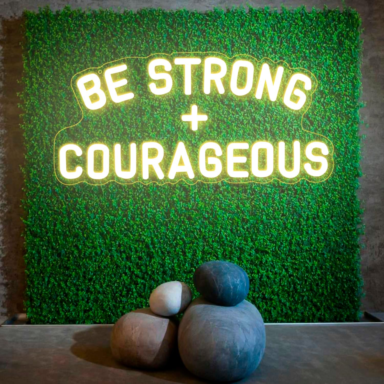 Be Strong and Courageous Neon Sign Dimmable Neon Signs for Wall Decor Positive Affirmations LED Signs USB Light Up Sign for Boy Girl Room Playroom Nursery Wall Decor Bedroom Christian Wall Art